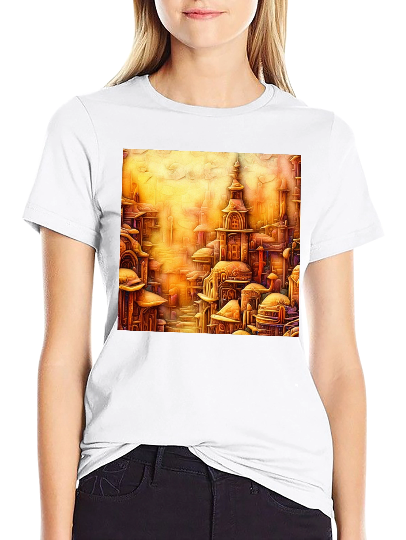 Cityscape Art Print Black Tee