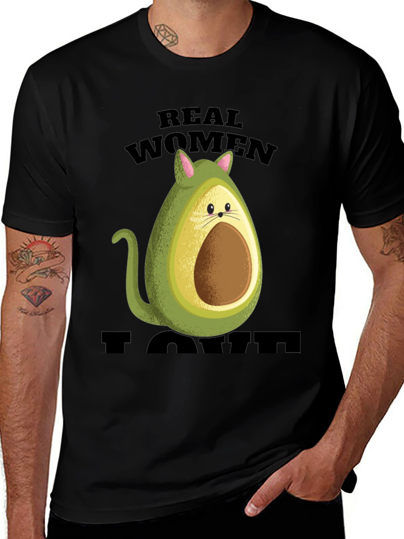 Real Women I Love Avocado Cat T-Shirt