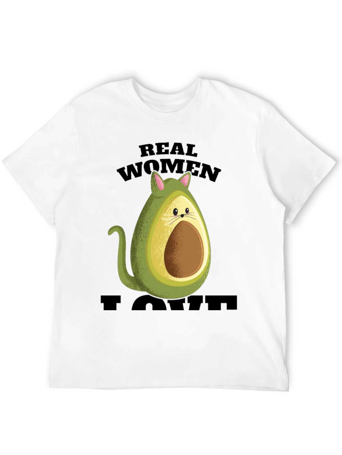 Real Women I Love Avocado Cat T-Shirt