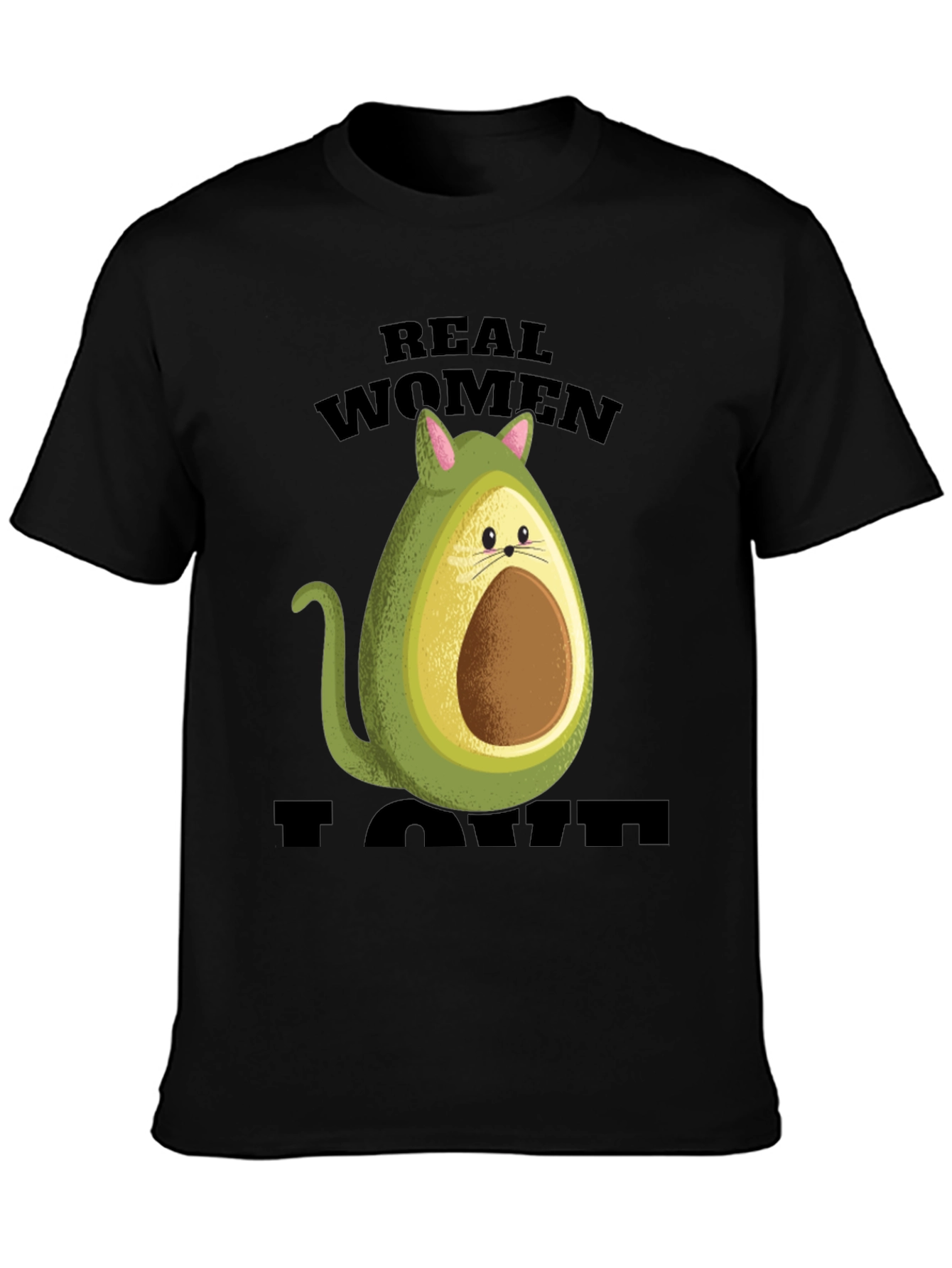 Real Women I Love Avocado Cat T-Shirt
