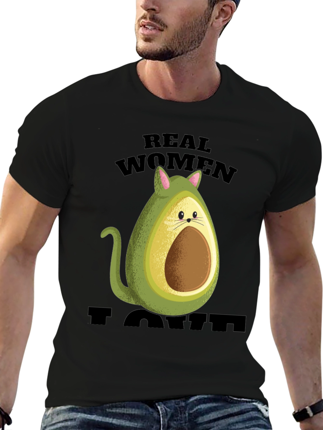Real Women I Love Avocado Cat T-Shirt