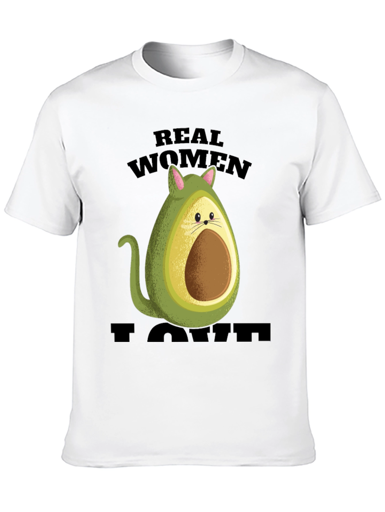 Real Women I Love Avocado Cat T-Shirt