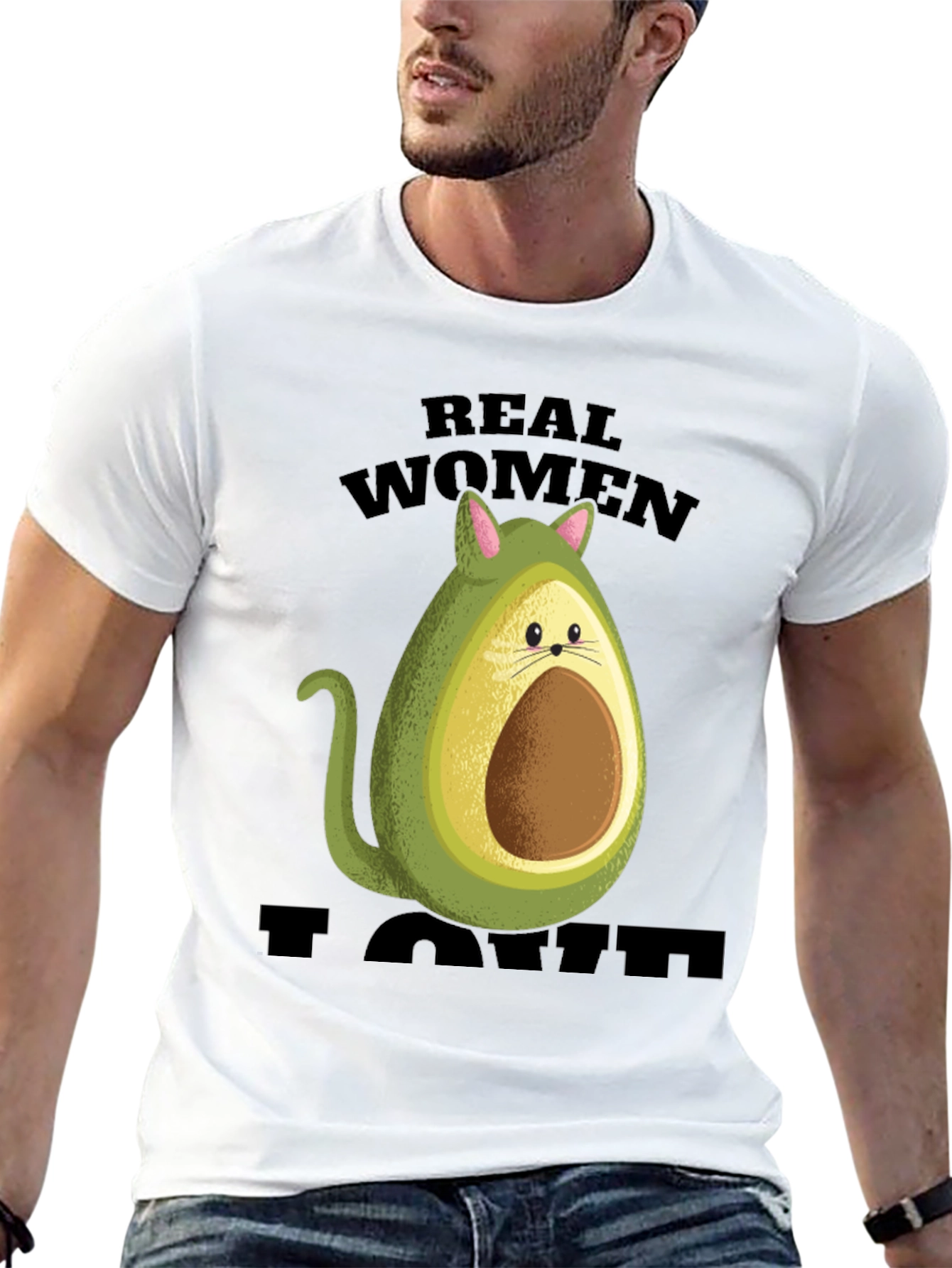 Real Women I Love Avocado Cat T-Shirt