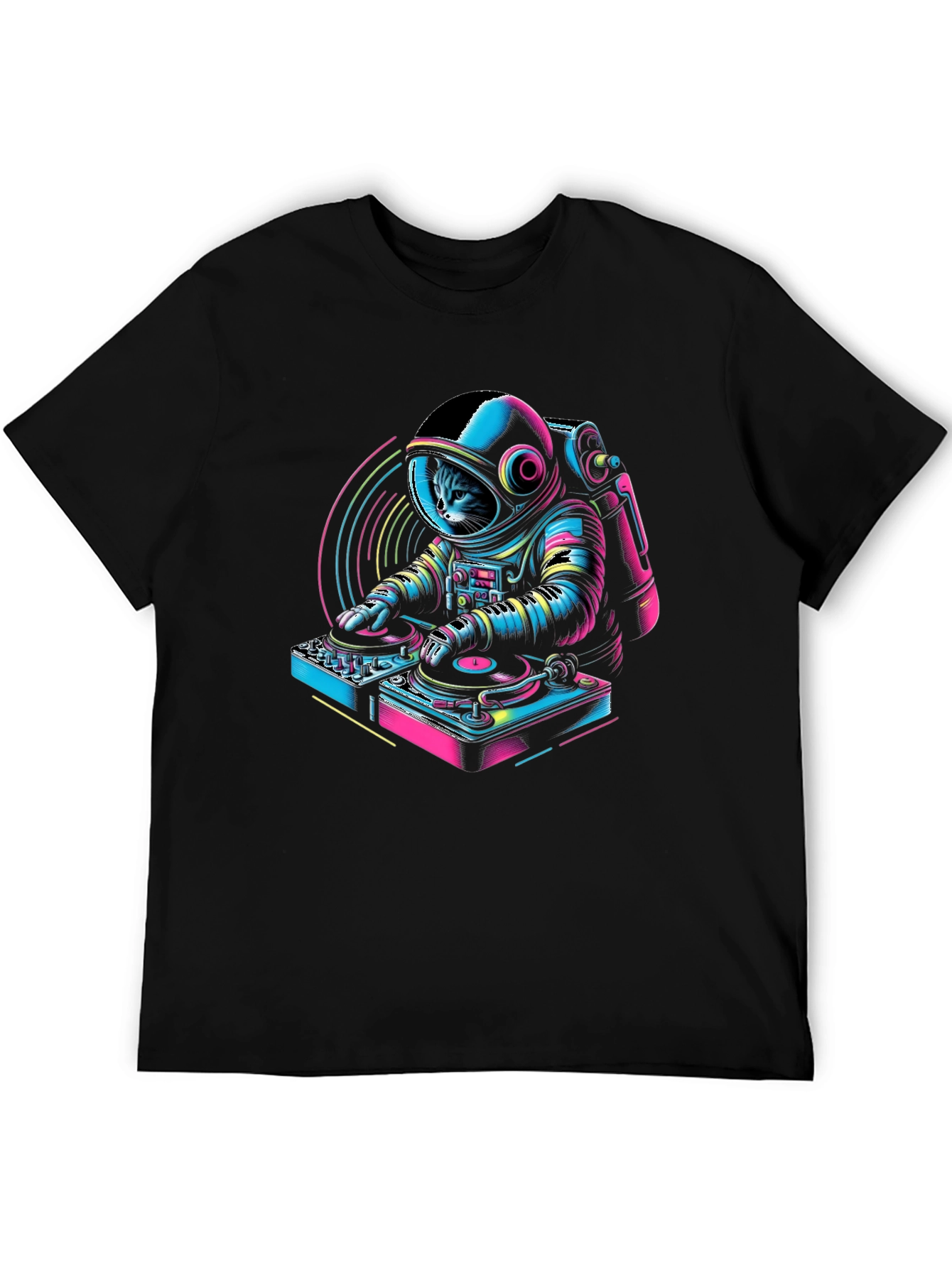 DJ Astro Cat Black T-Shirt