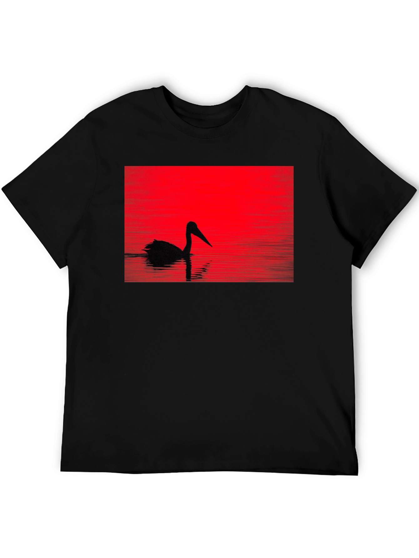 Pelican Silhouette T-Shirt - Red Sunset Design