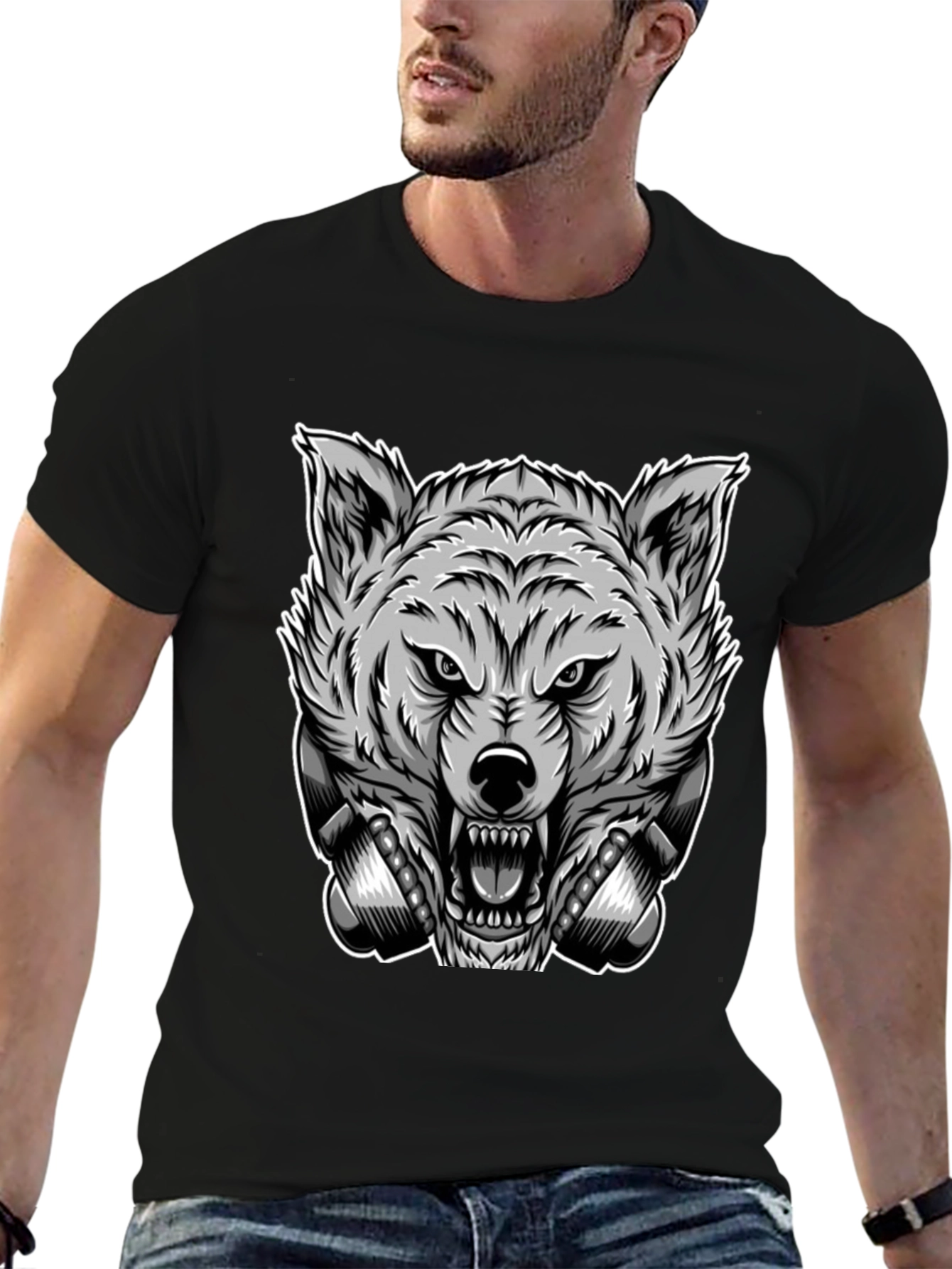 Wolf Graphic Print T-Shirt - Fierce Style