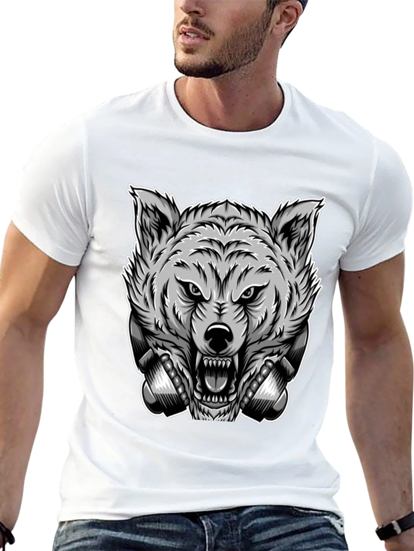 Wolf Graphic Print T-Shirt - Fierce Style