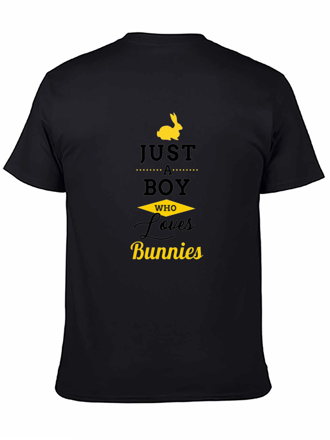 Just a Boy Who Loves Bunnies Black T-Shirt
