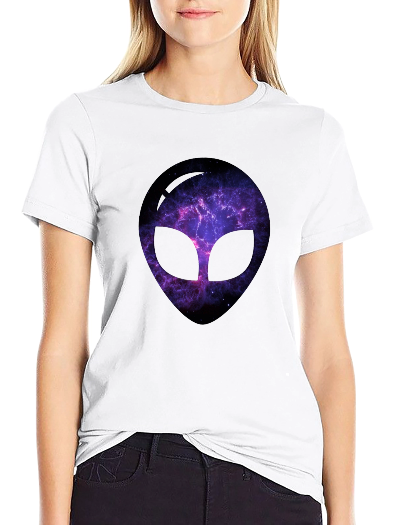 Galaxy Alien Head Black T-Shirt