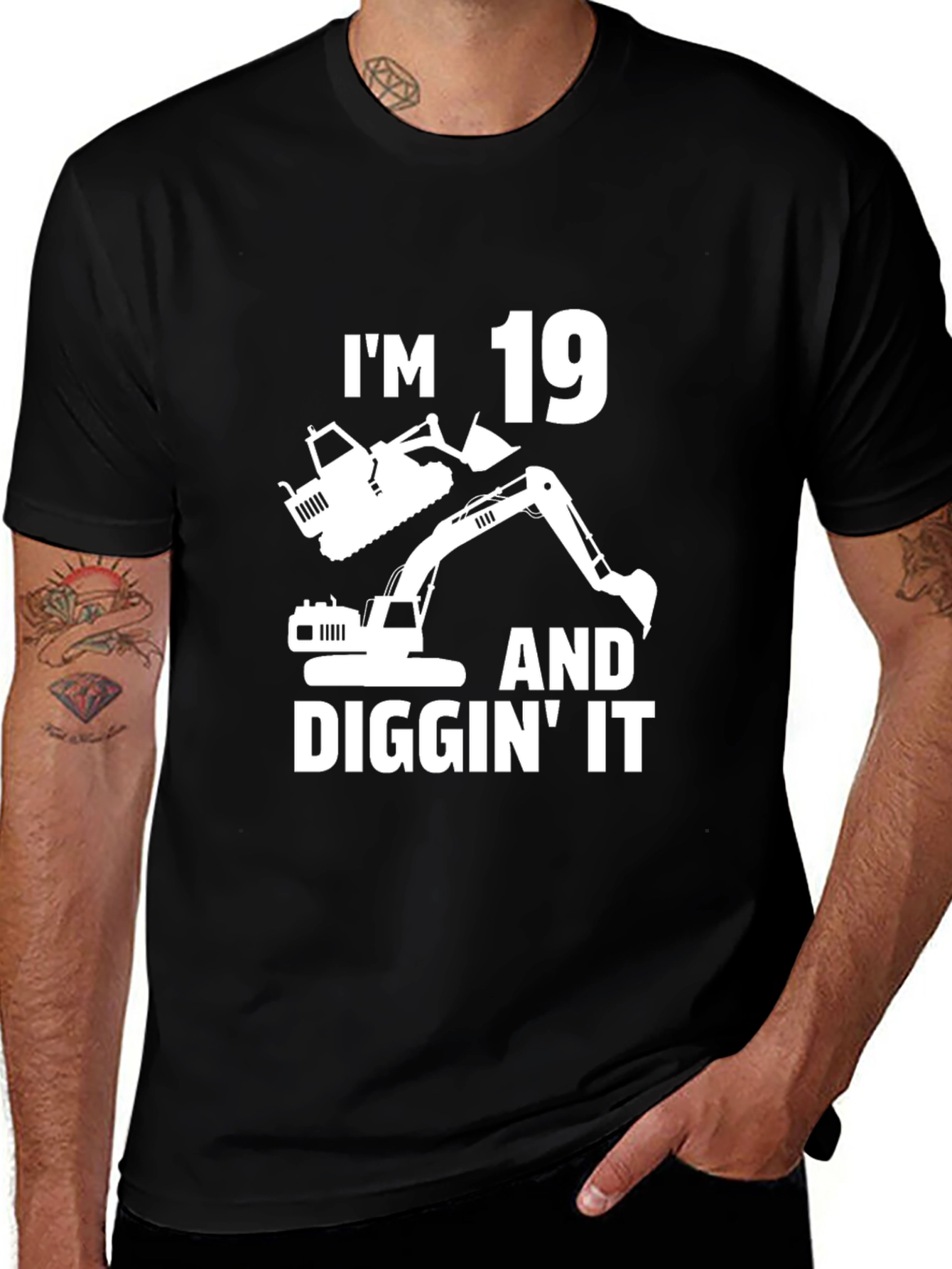 Im 19 Diggin It Excavator Birthday T-Shirt