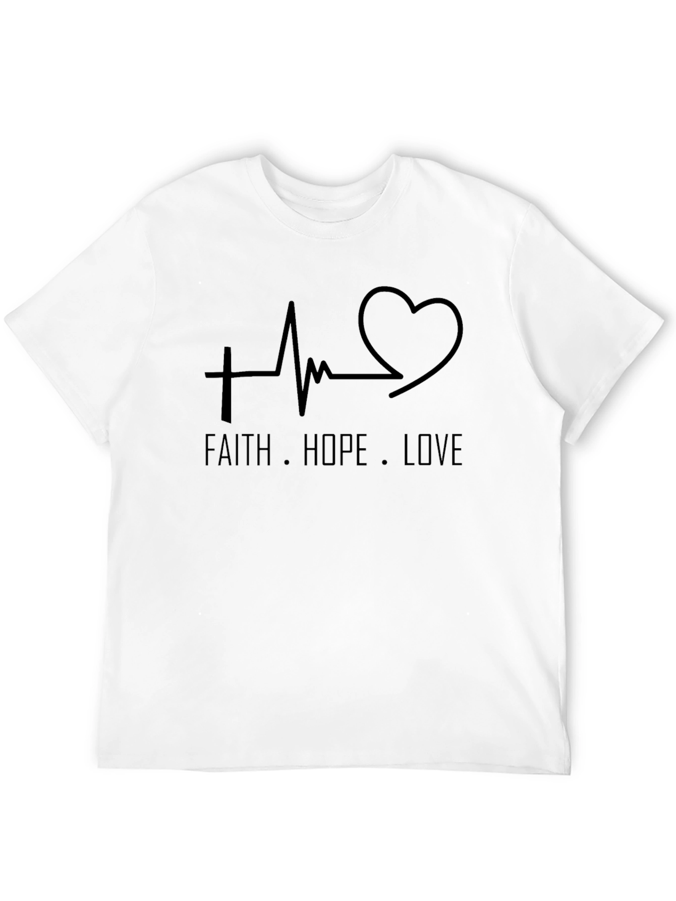 Faith Hope Love T-Shirt - Christian Heartbeat Design