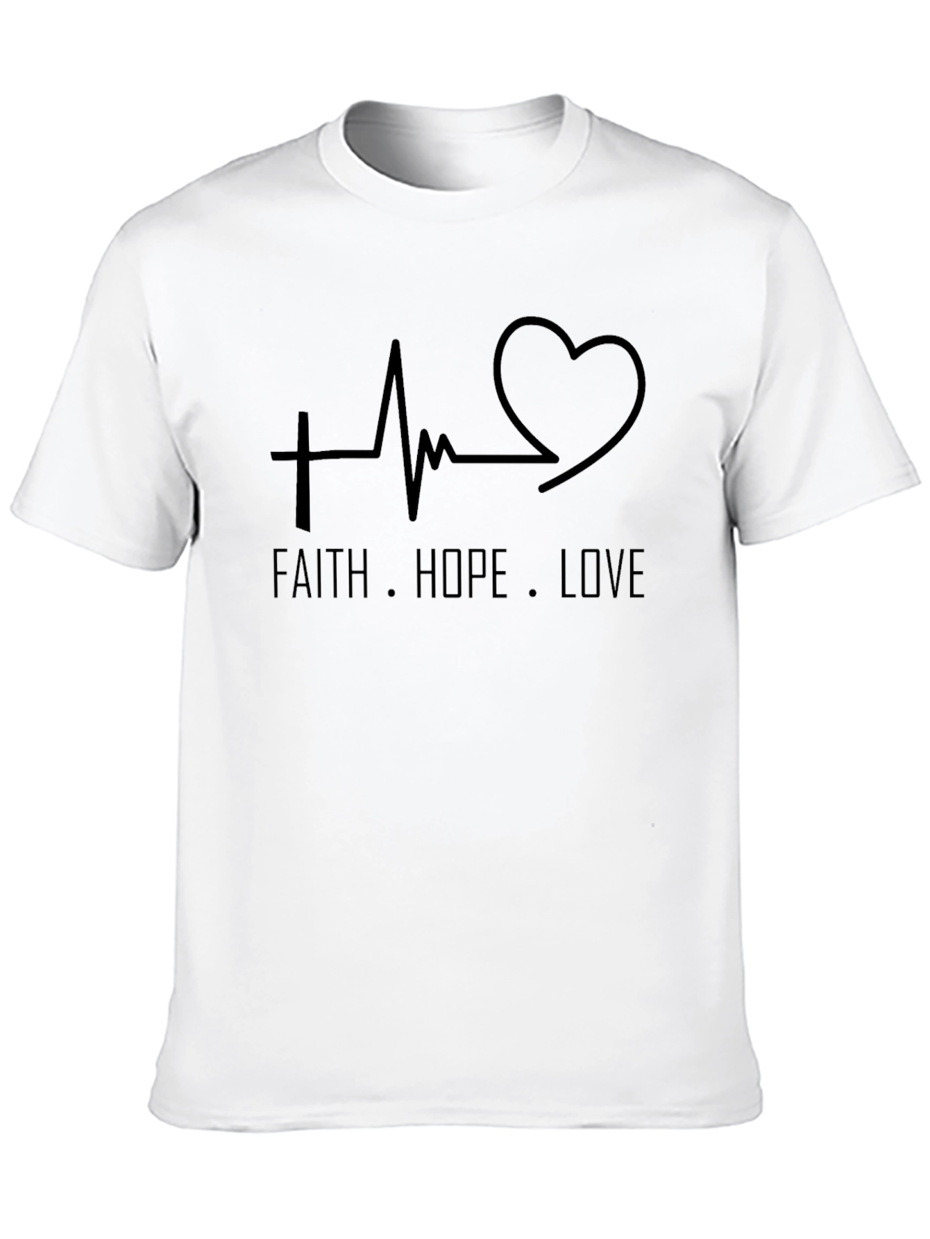 Faith Hope Love T-Shirt - Christian Heartbeat Design