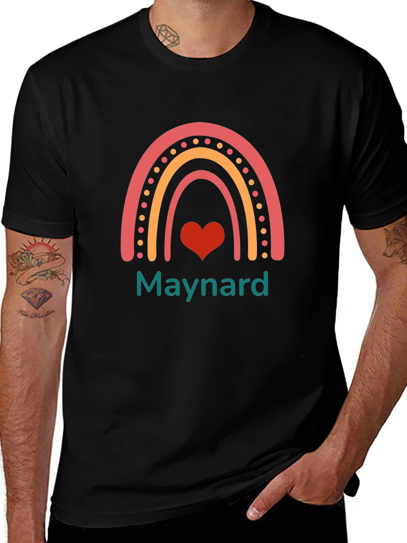 Rainbow Heart Graphic Tee - Maynard Text T-Shirt