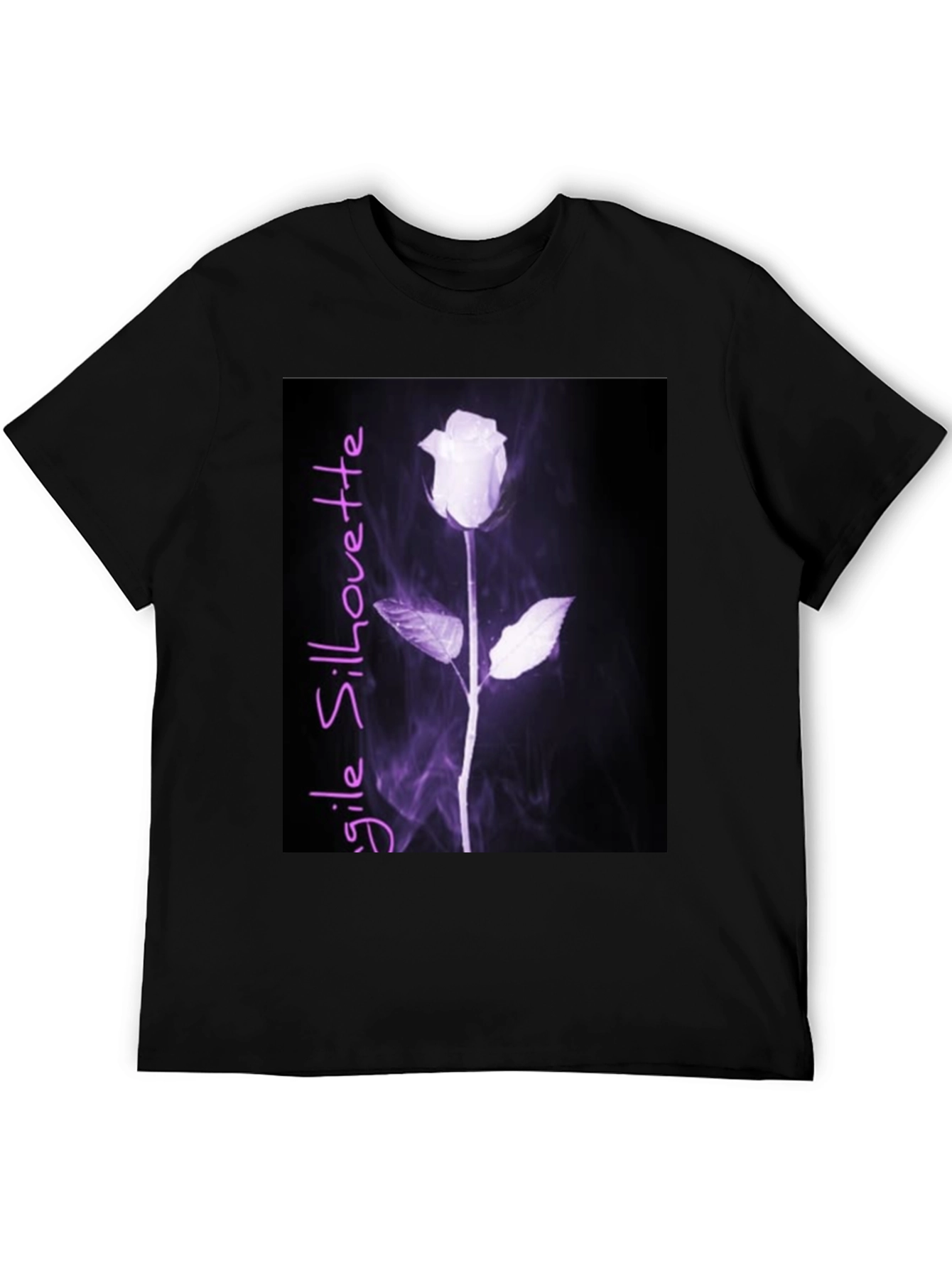 Fragile Silhouette Rose Graphic Tee - Black