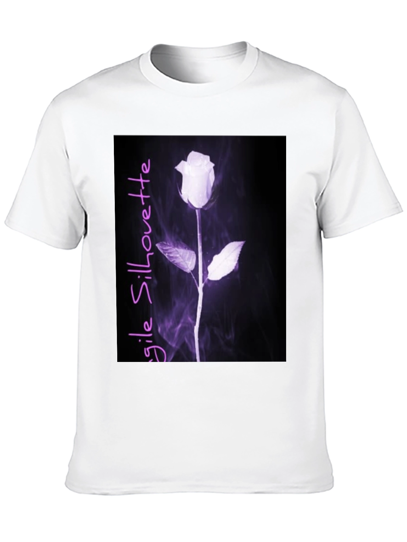 Fragile Silhouette Rose Graphic Tee - Black