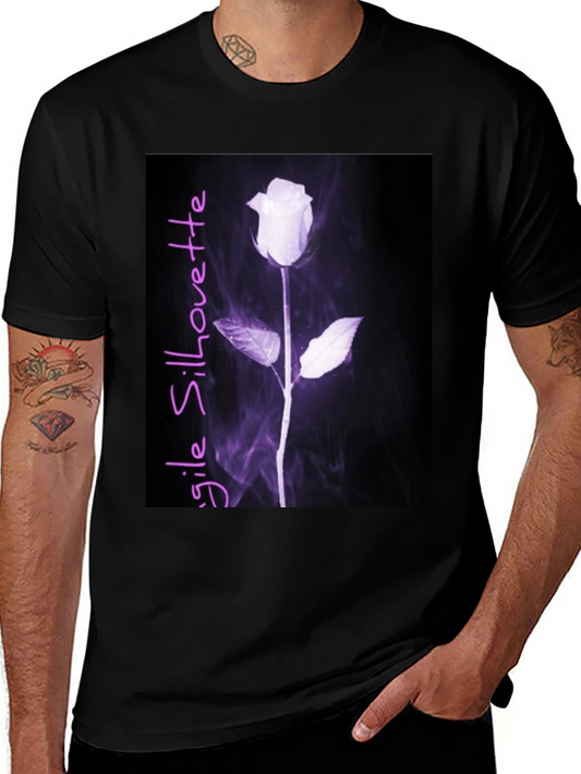 Fragile Silhouette Rose Graphic Tee - Black