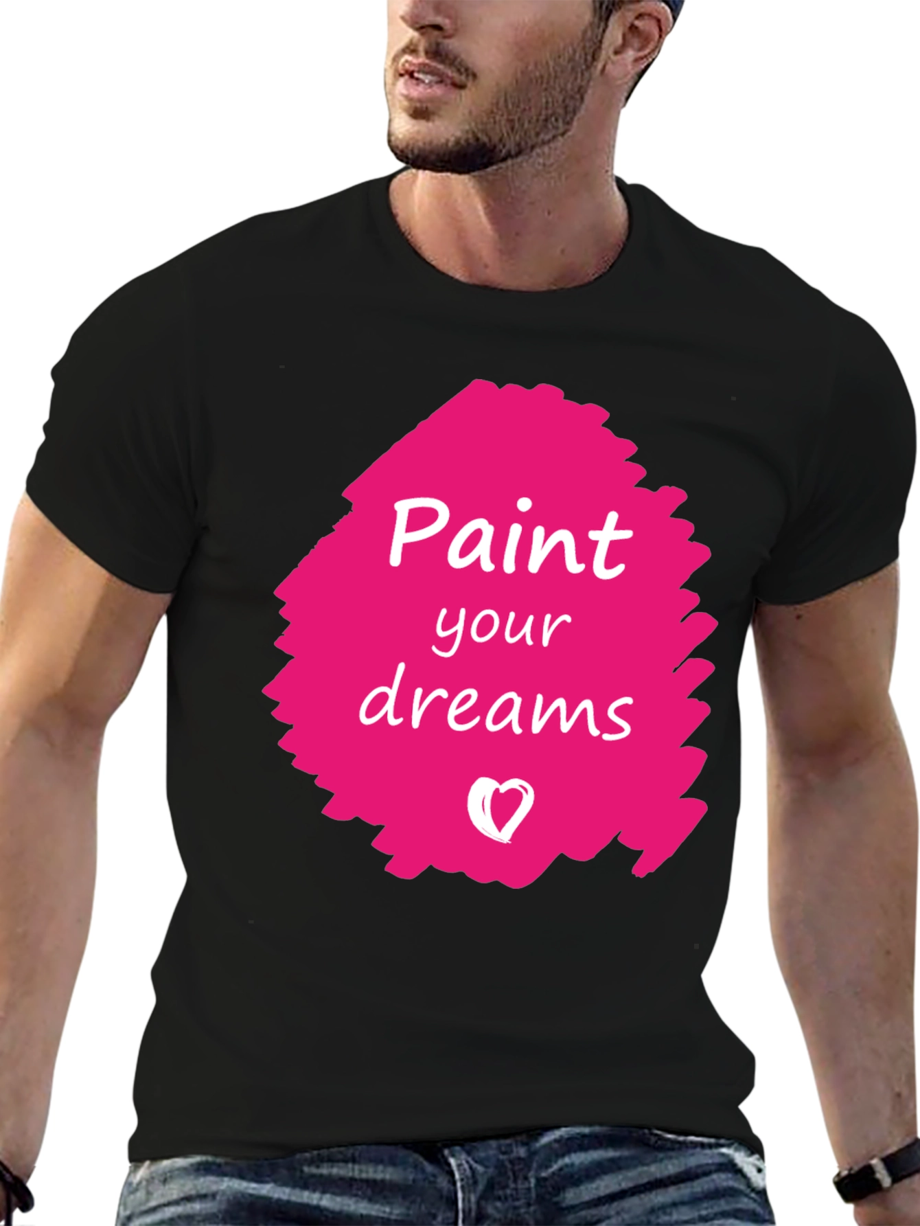 Paint Your Dreams Graphic Tee - Black Cotton T-Shirt