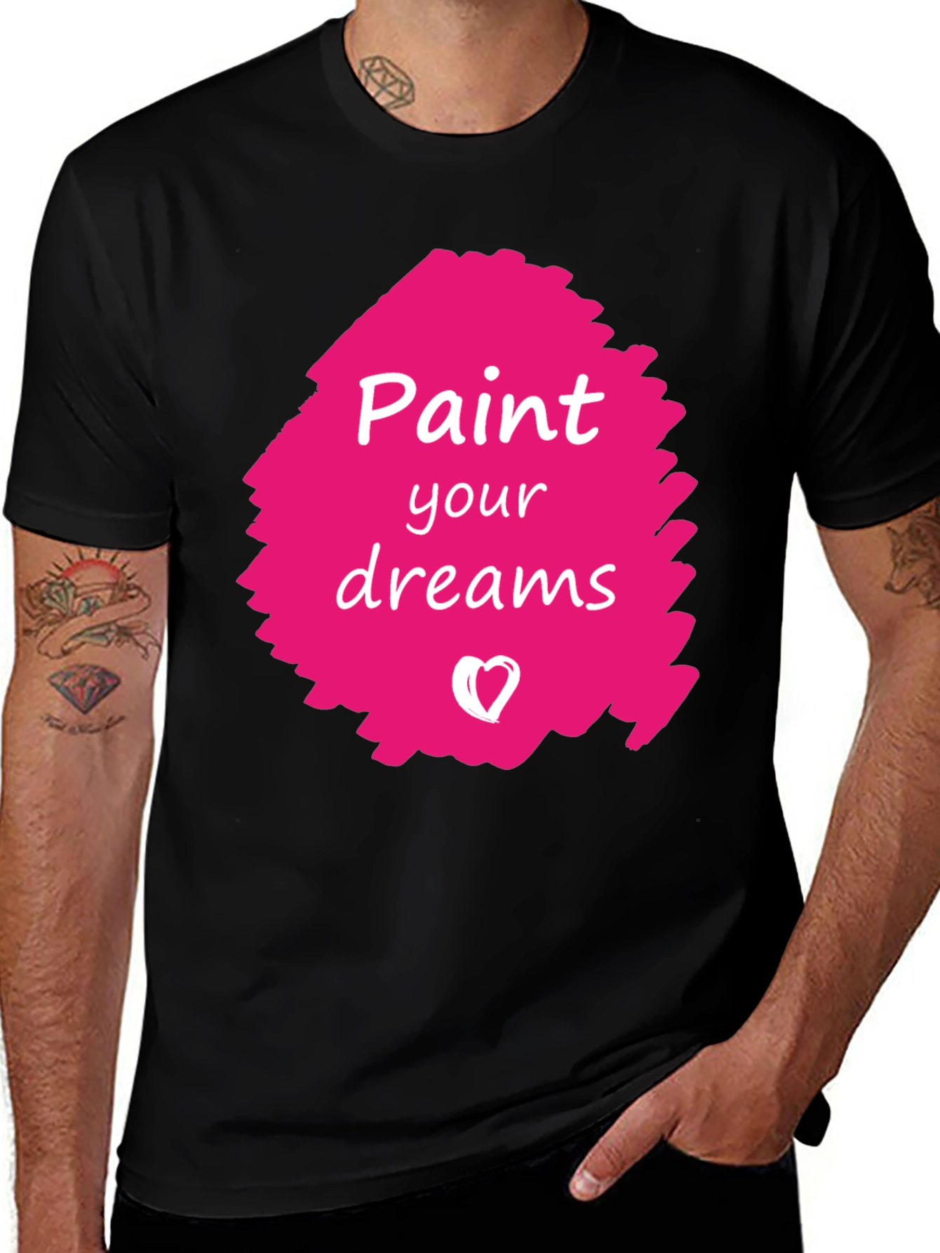 Paint Your Dreams Graphic Tee - Black Cotton T-Shirt