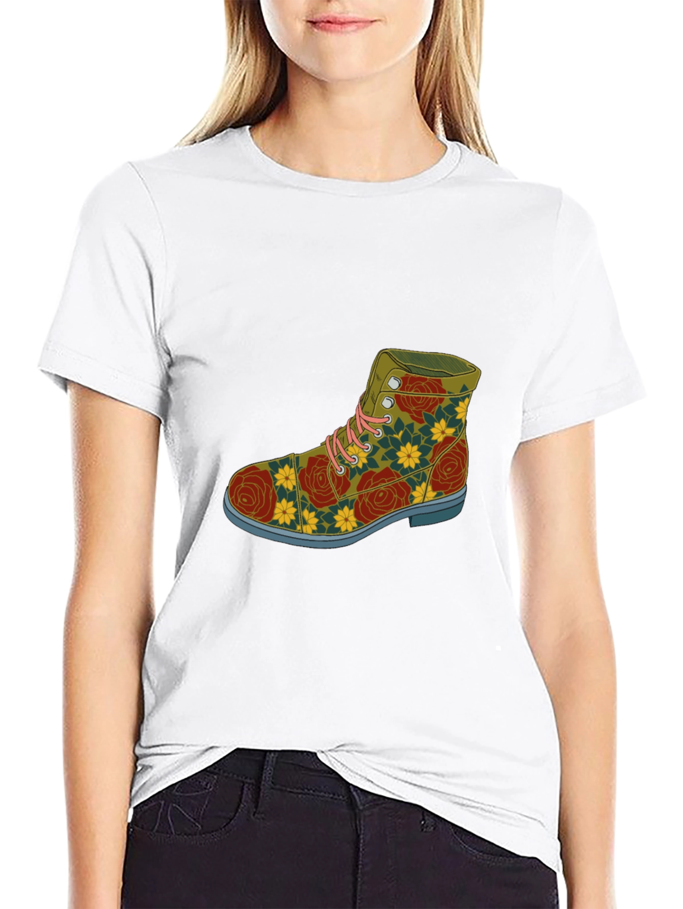 Floral Boot Graphic Tee - Unique Fashion Statement