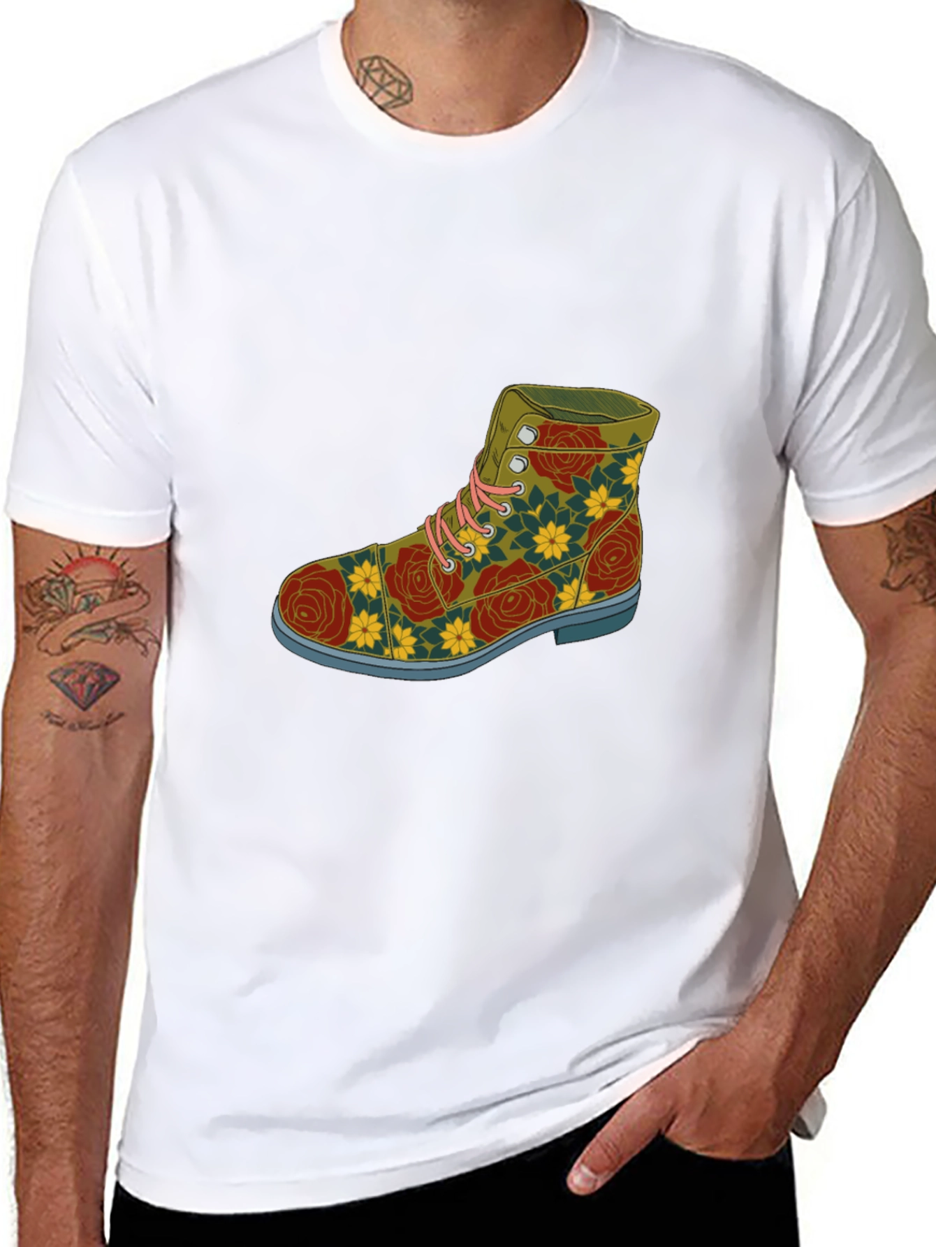 Floral Boot Graphic Tee - Unique Fashion Statement