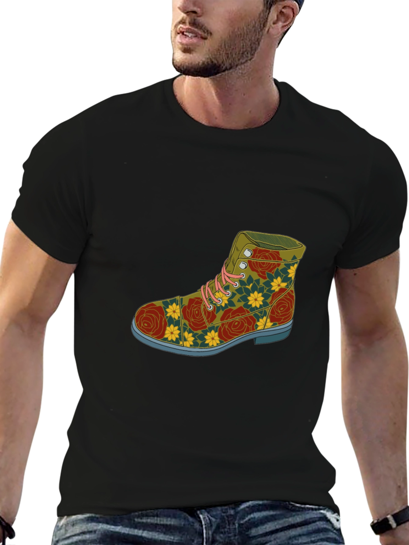 Floral Boot Graphic Tee - Unique Fashion Statement