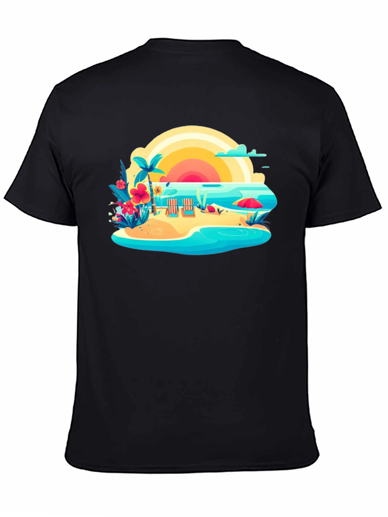 Tropical Beach Graphic Tee - Summer Vibes