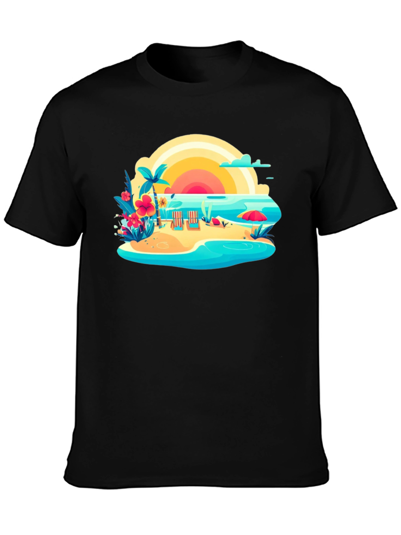Tropical Beach Graphic Tee - Summer Vibes