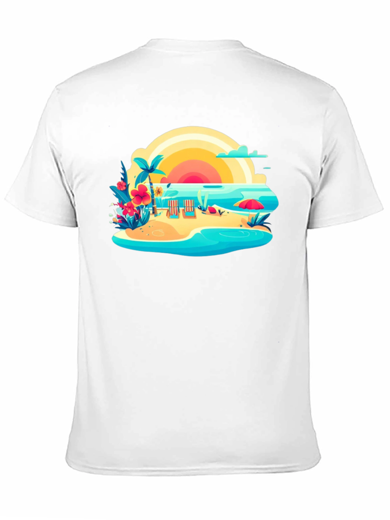 Tropical Beach Graphic Tee - Summer Vibes