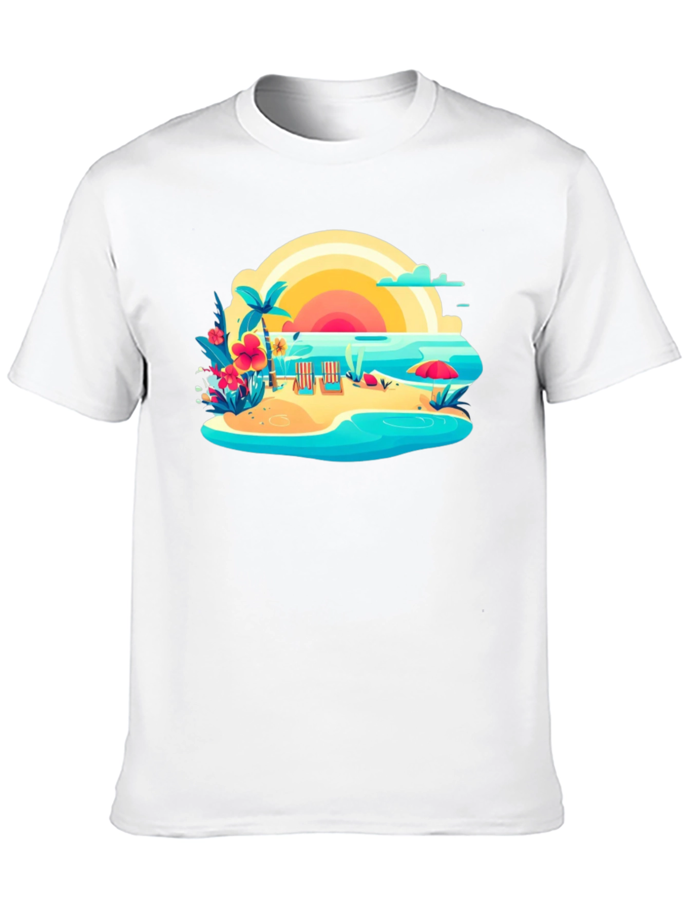 Tropical Beach Graphic Tee - Summer Vibes