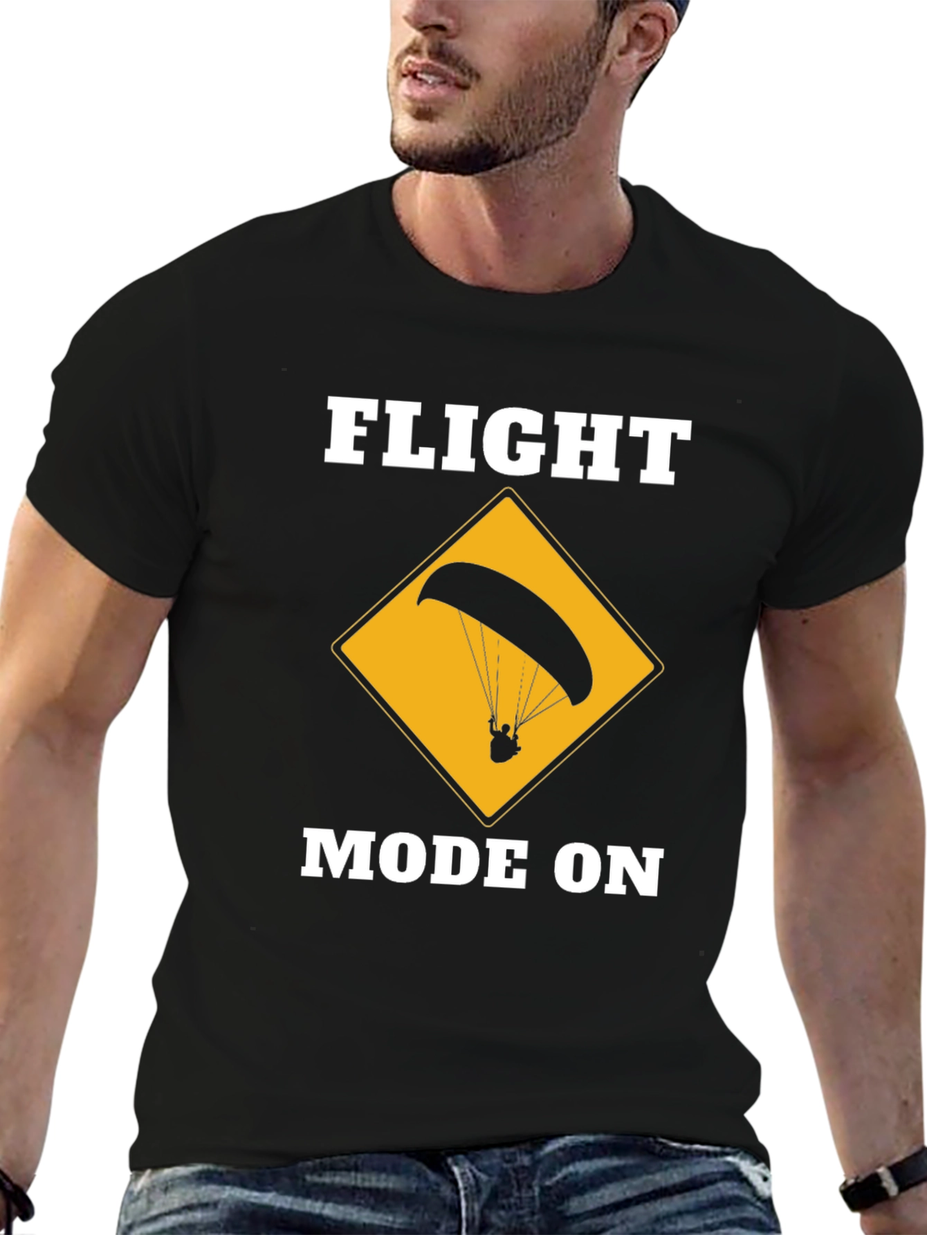 Flight Mode On Graphic Tee - Paragliding Design