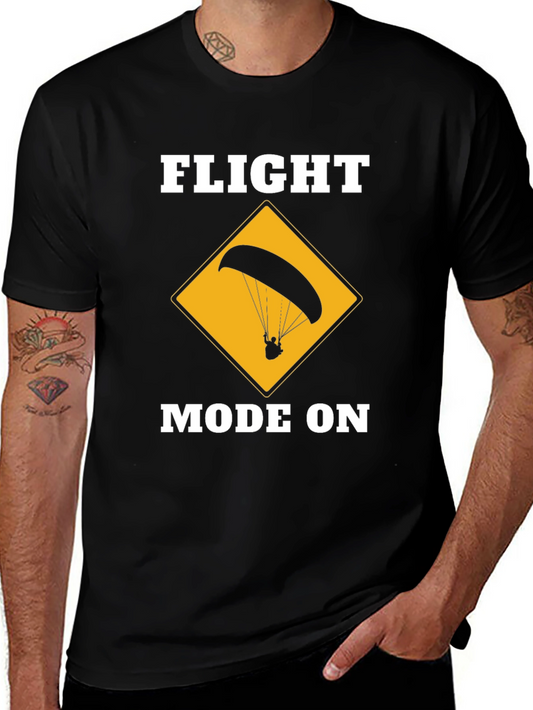 Flight Mode On Graphic Tee - Paragliding Design