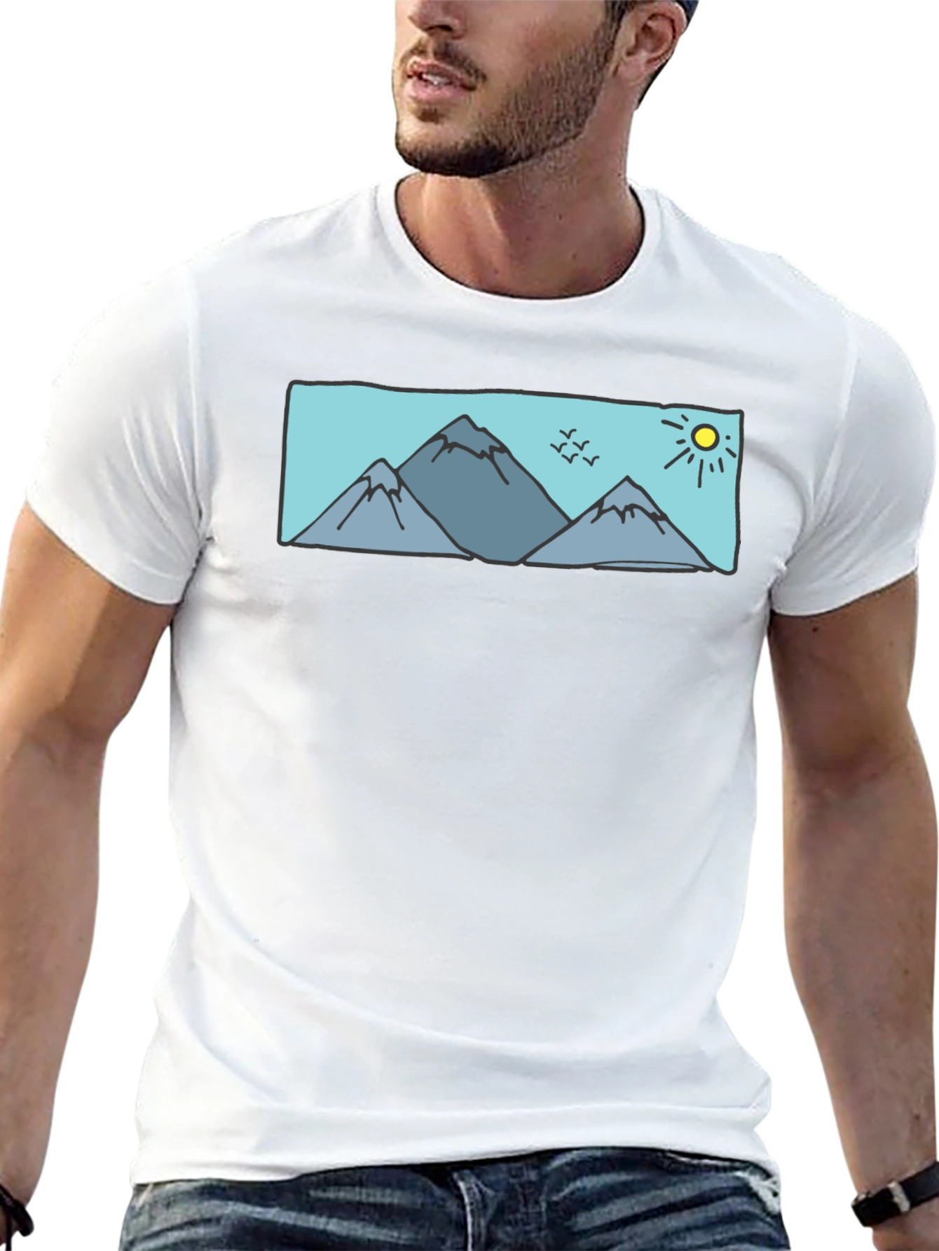 Mountains & Sun Graphic Tee - Black