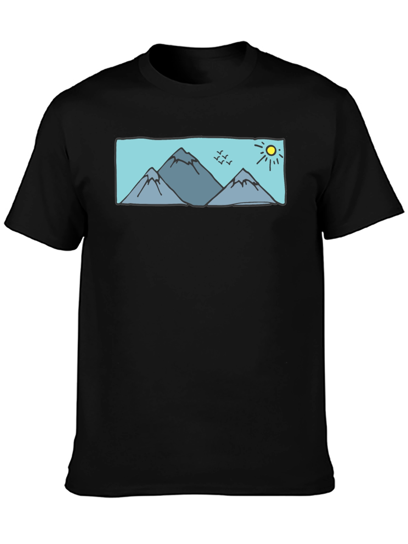 Mountains & Sun Graphic Tee - Black
