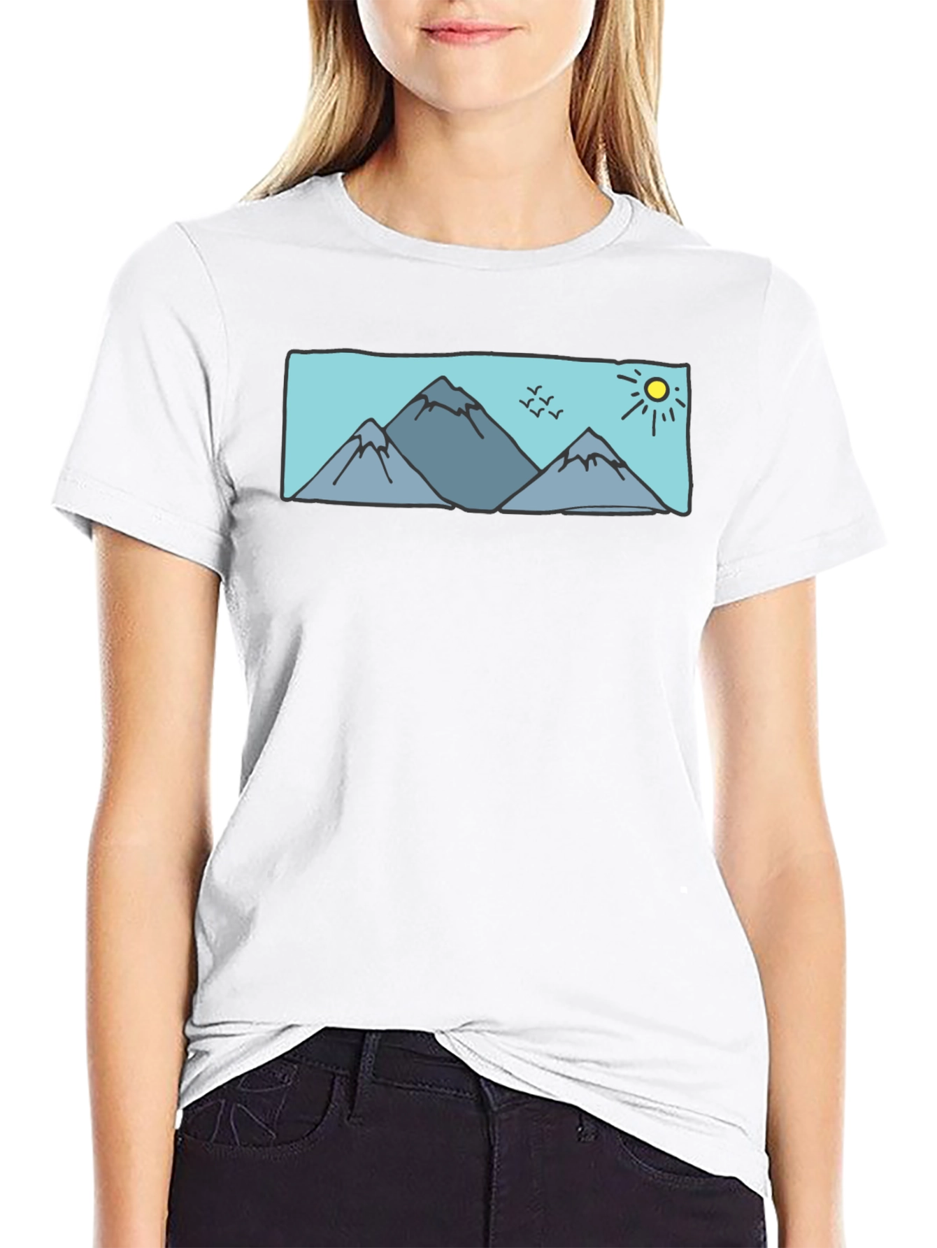 Mountains & Sun Graphic Tee - Black