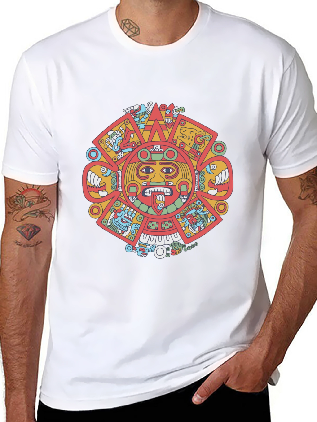 Aztec Calendar Graphic Tee - Bold Design