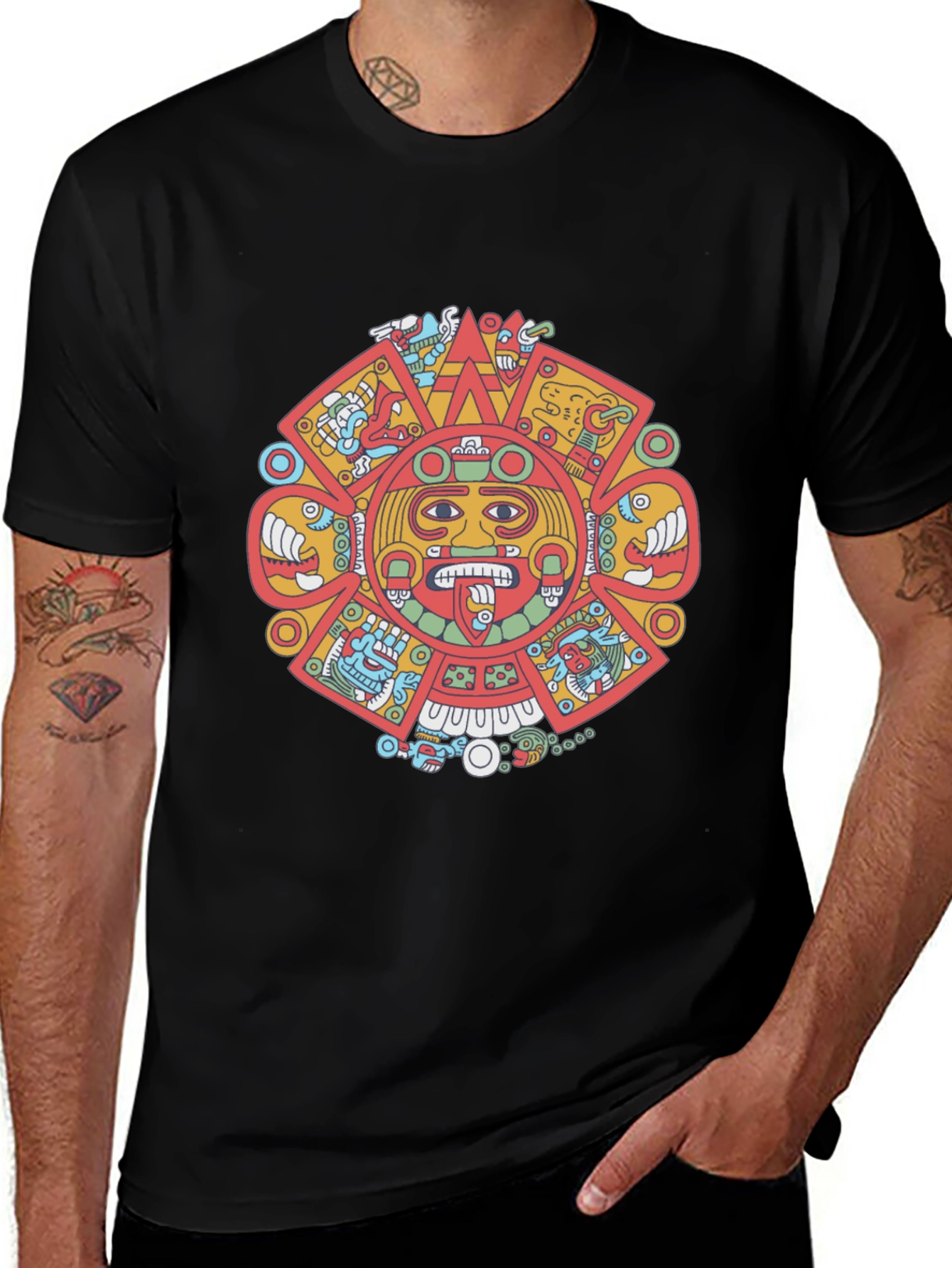 Aztec Calendar Graphic Tee - Bold Design