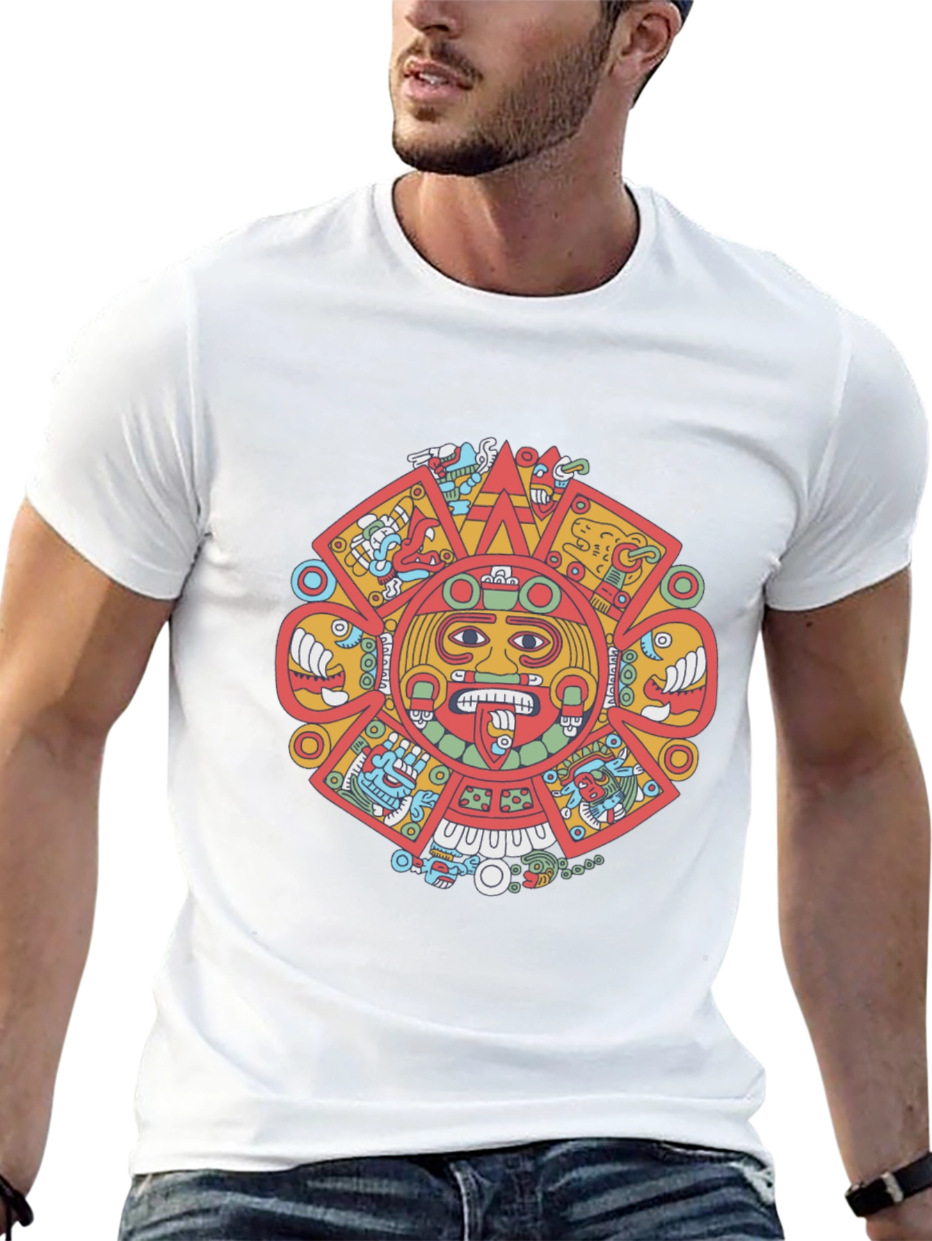 Aztec Calendar Graphic Tee - Bold Design