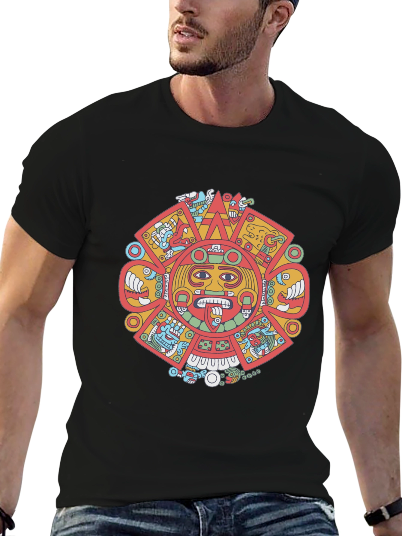 Aztec Calendar Graphic Tee - Bold Design