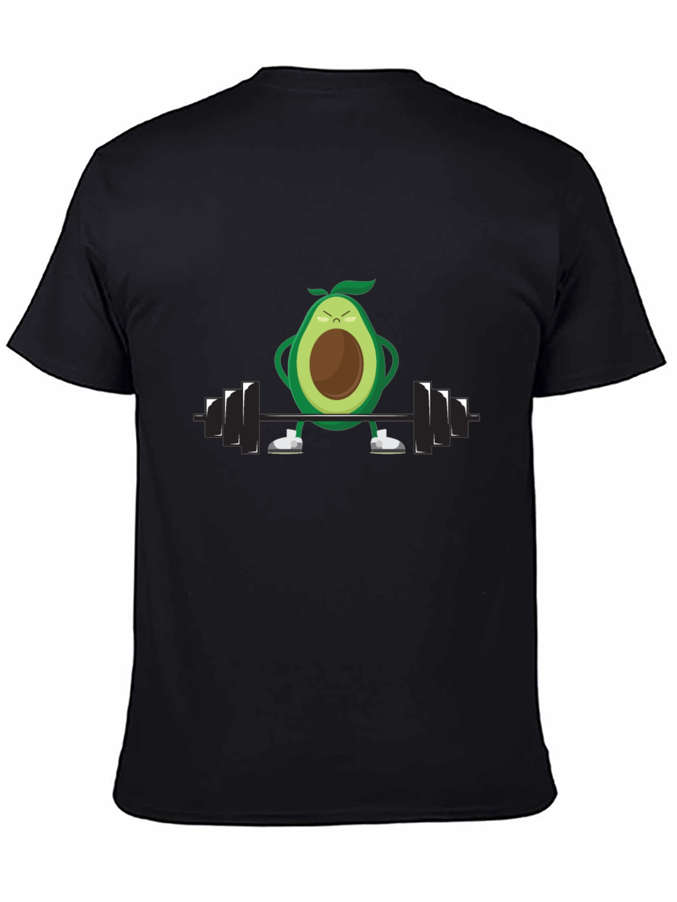 Avocado Lifting Weights Graphic Tee - Black Cotton Shirt