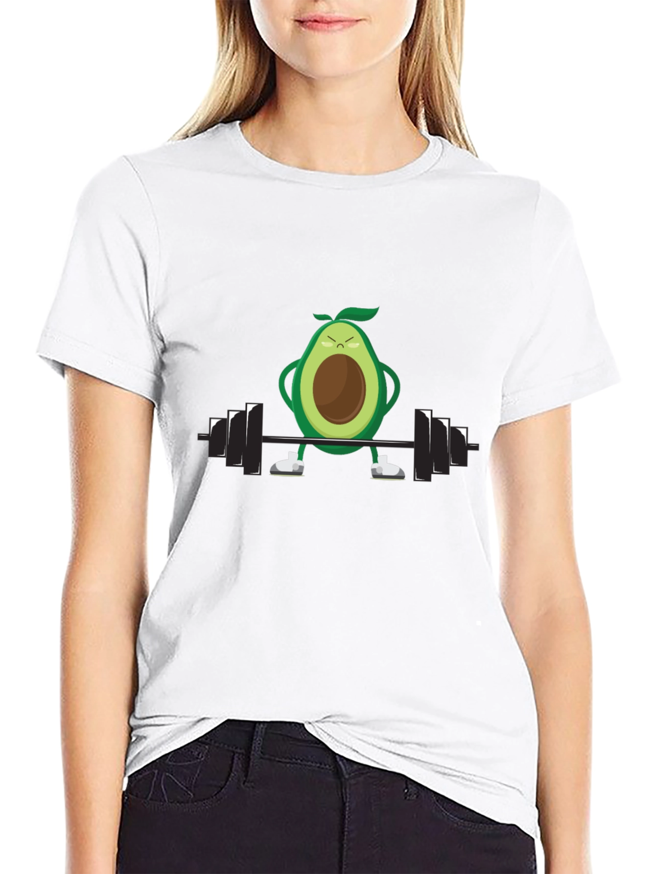 Avocado Lifting Weights Graphic Tee - Black Cotton Shirt