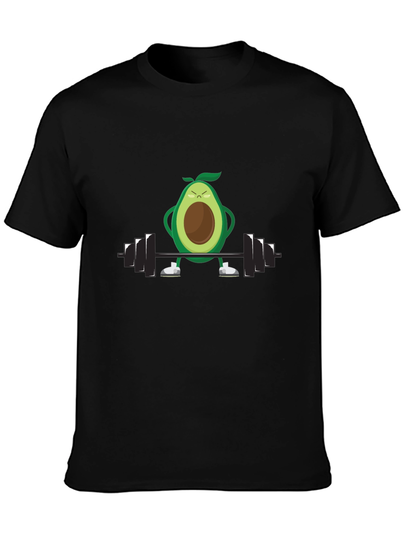 Avocado Lifting Weights Graphic Tee - Black Cotton Shirt