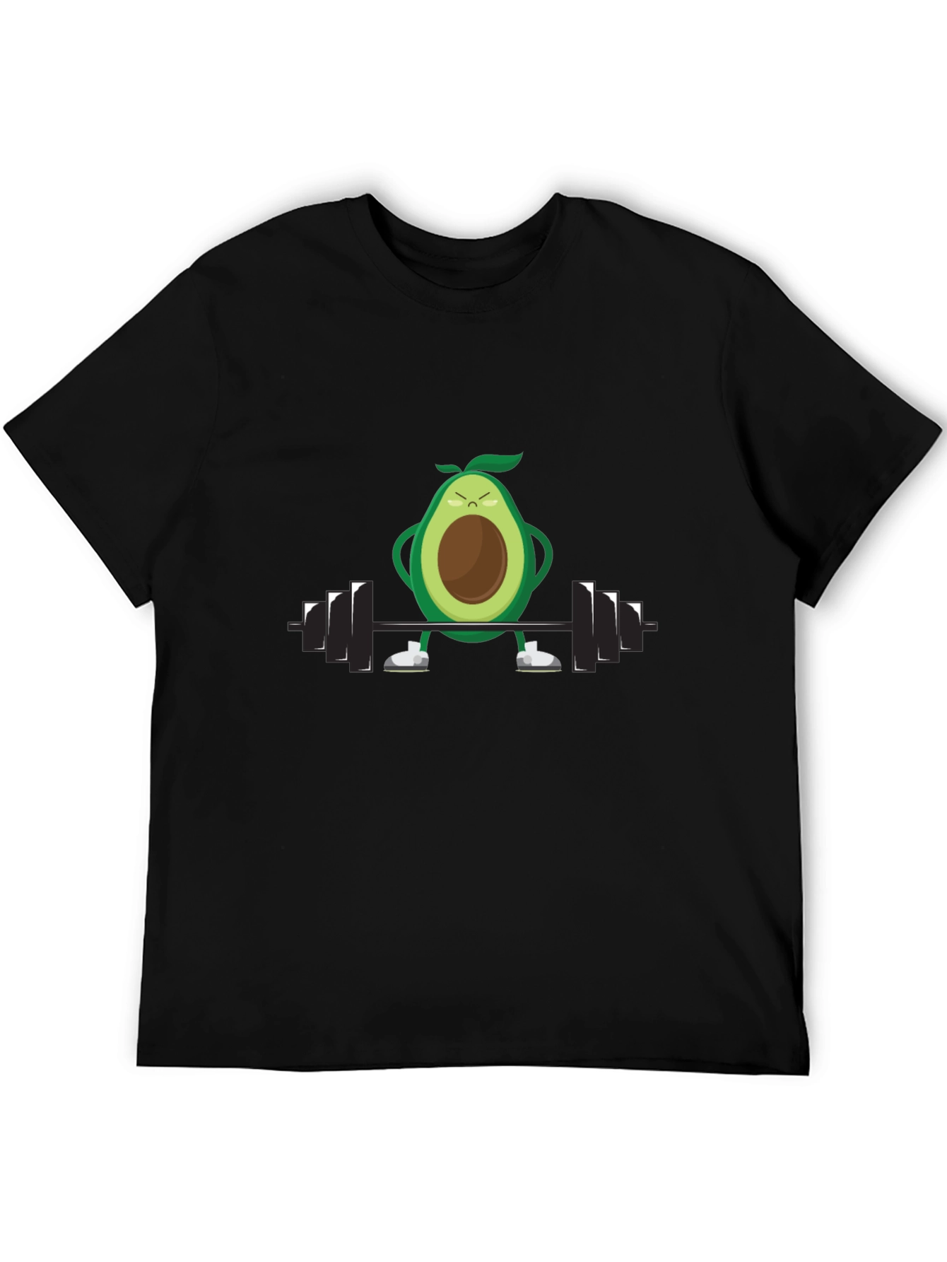 Avocado Lifting Weights Graphic Tee - Black Cotton Shirt