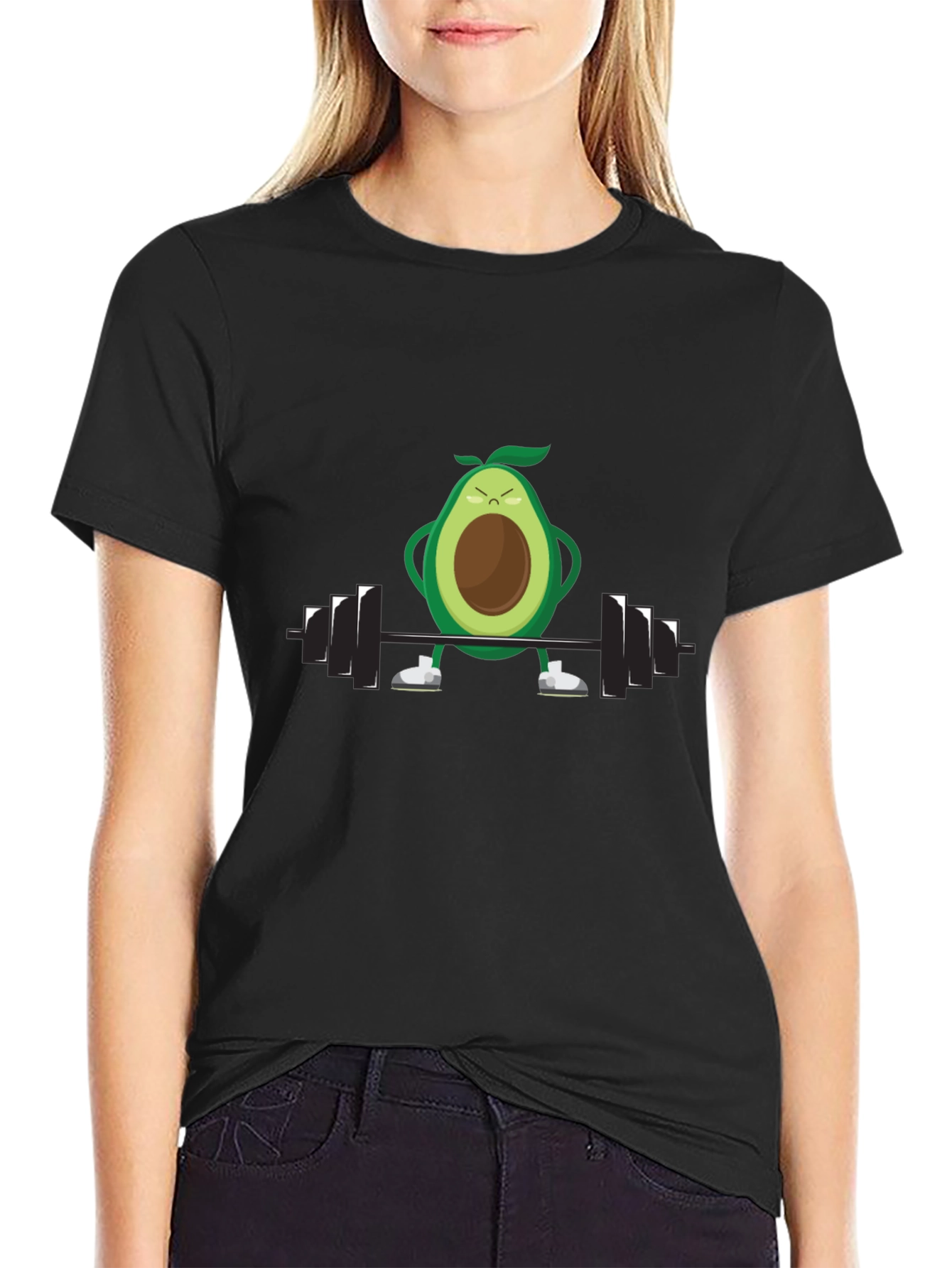 Avocado Lifting Weights Graphic Tee - Black Cotton Shirt