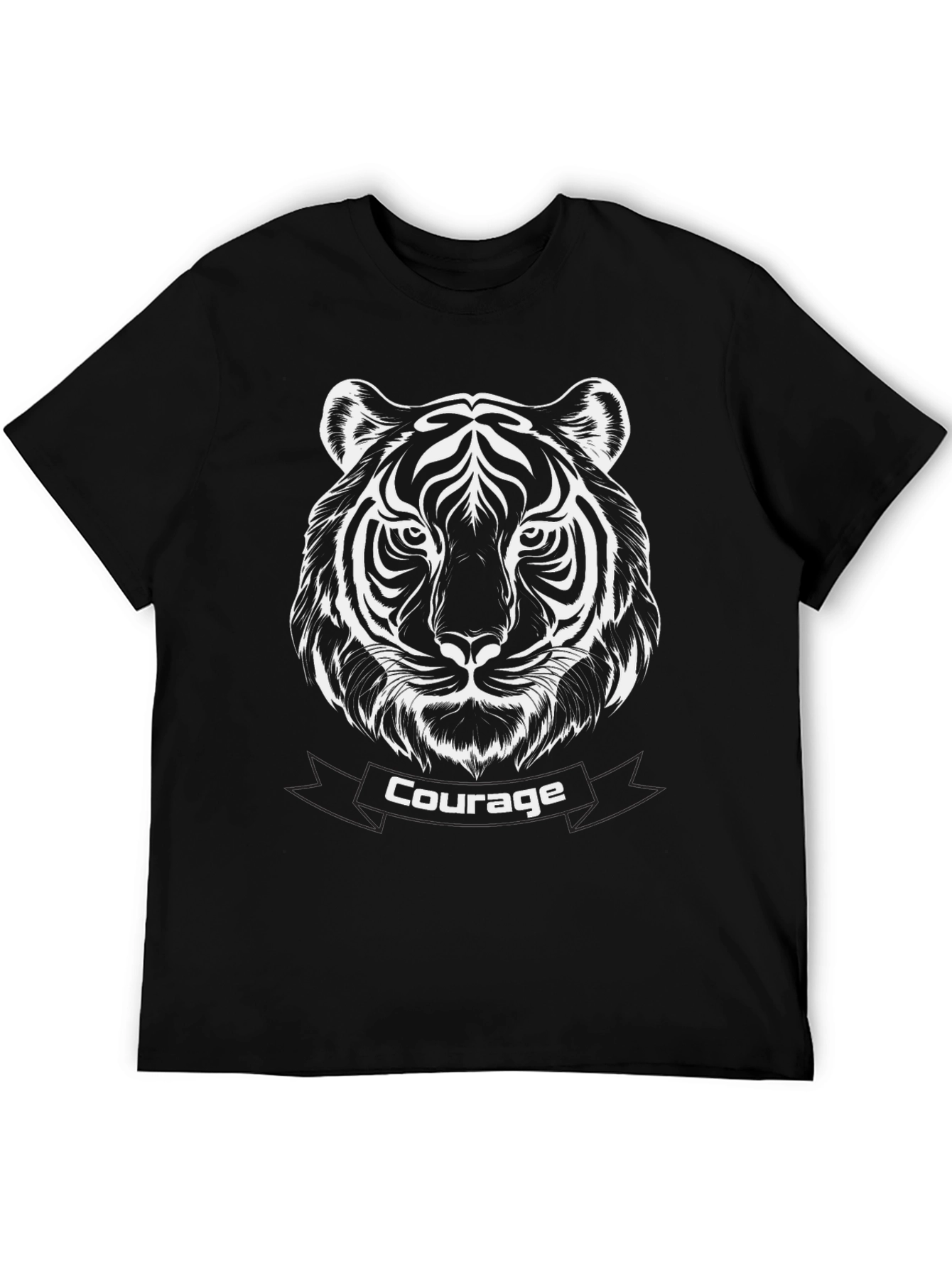 Courage Tiger Graphic Tee - Premium Black T-Shirt