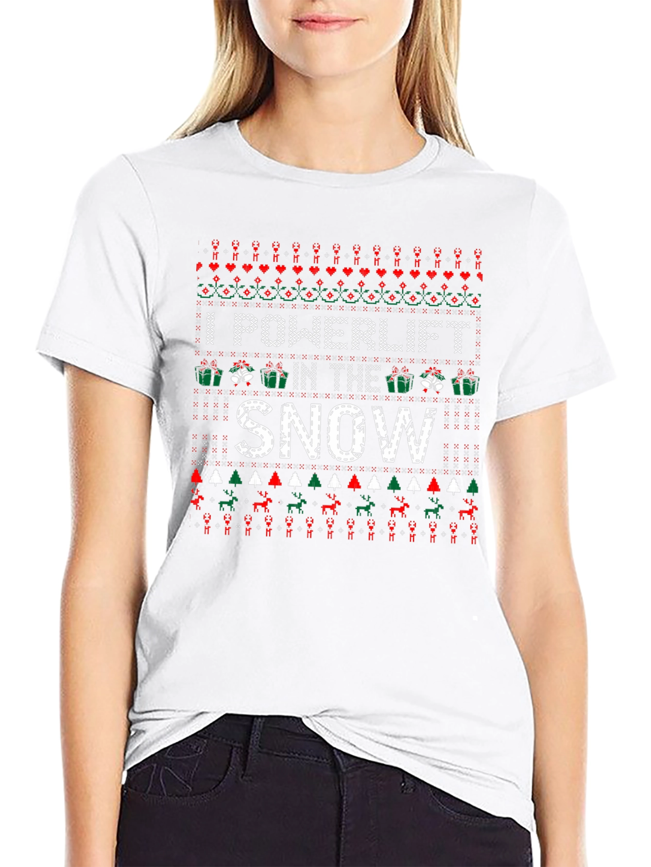 I Powerlift In The Snow Ugly Christmas Sweater T-Shirt