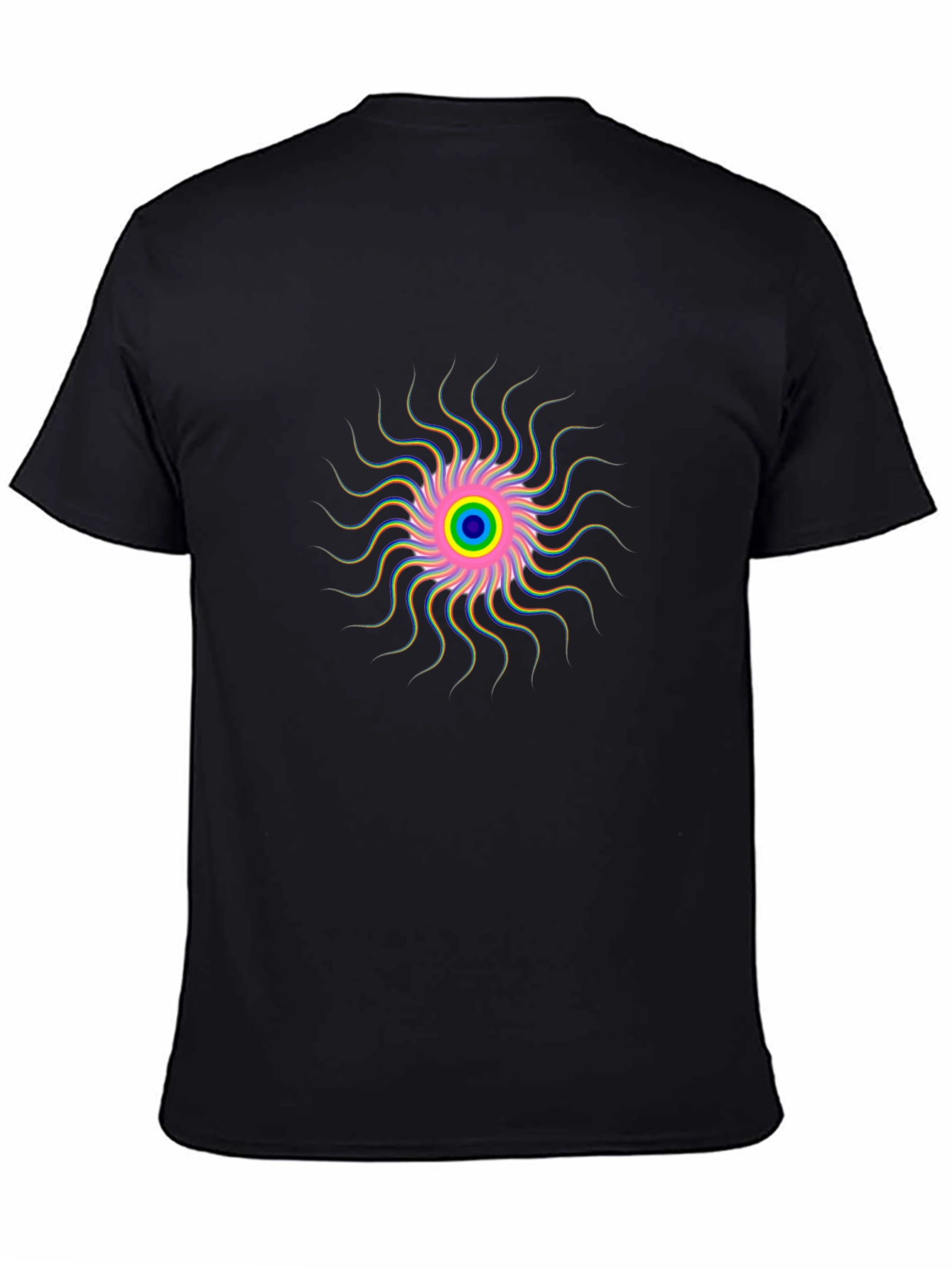 Vibrant Psychedelic Swirl Graphic Black T-Shirt
