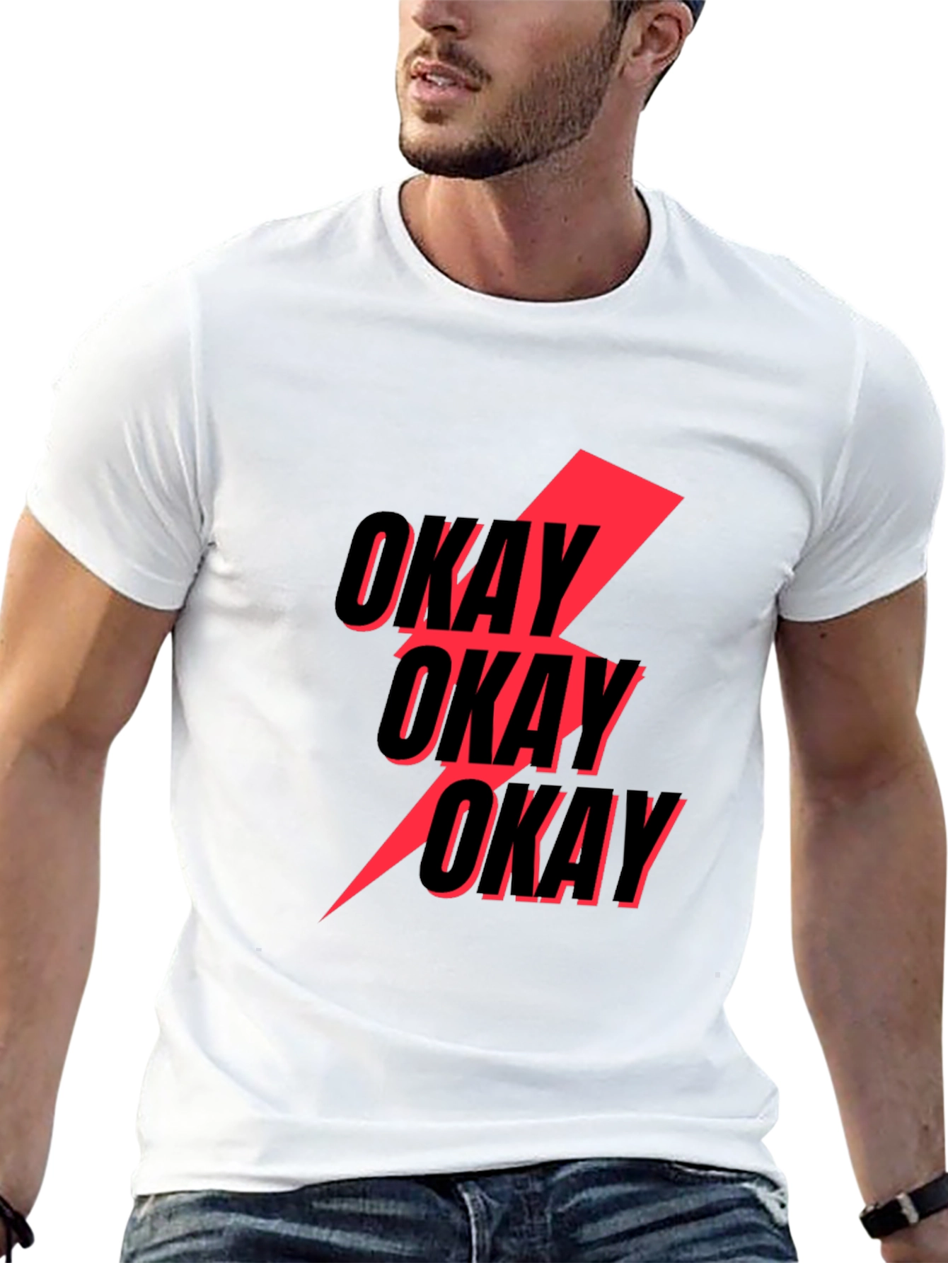 Okay Lightning Bolt Graphic Tee - Black
