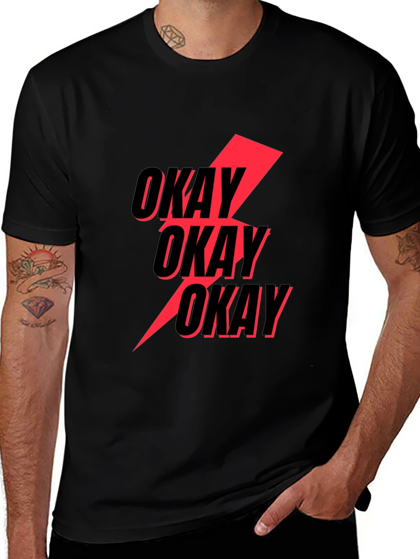 Okay Lightning Bolt Graphic Tee - Black