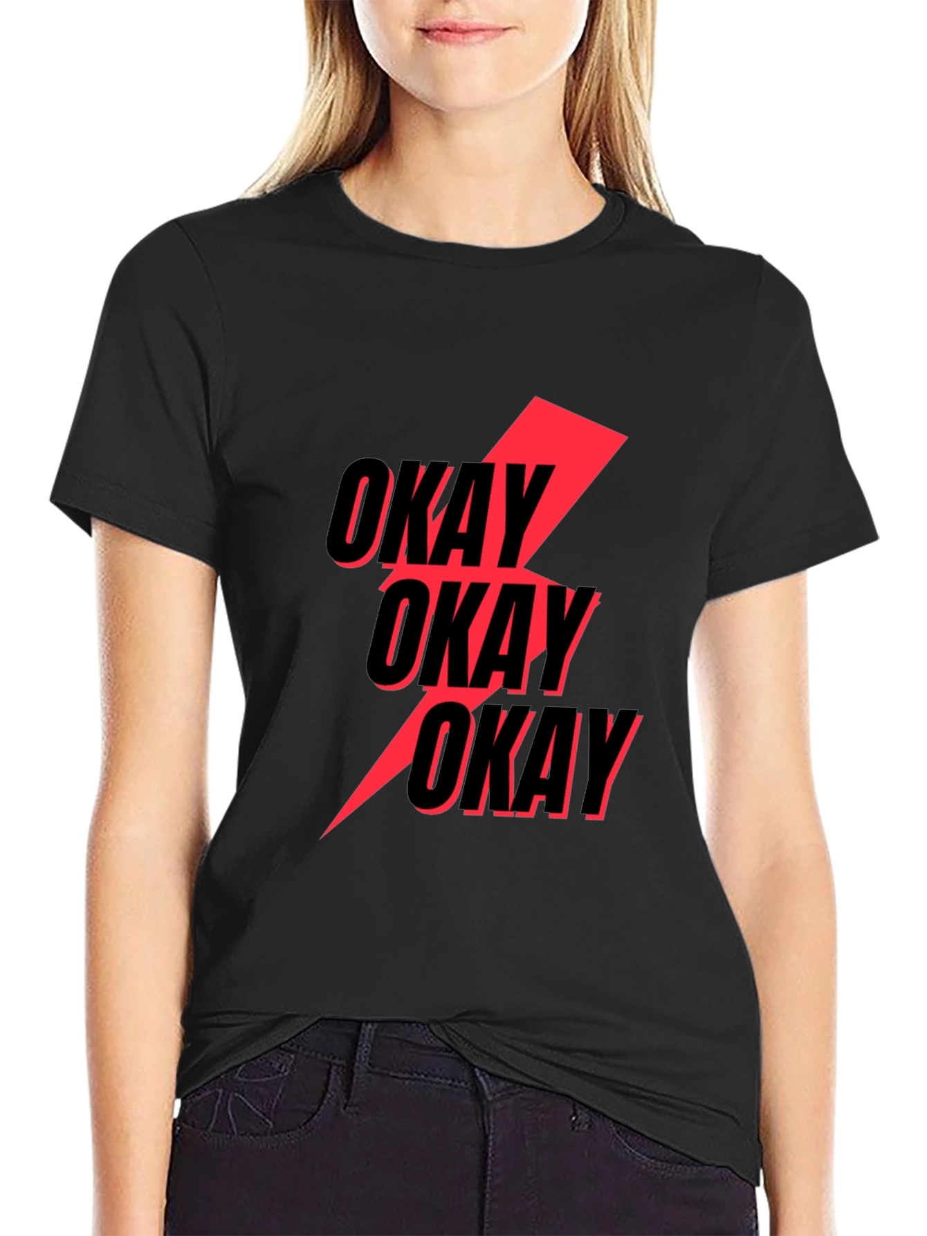 Okay Lightning Bolt Graphic Tee - Black