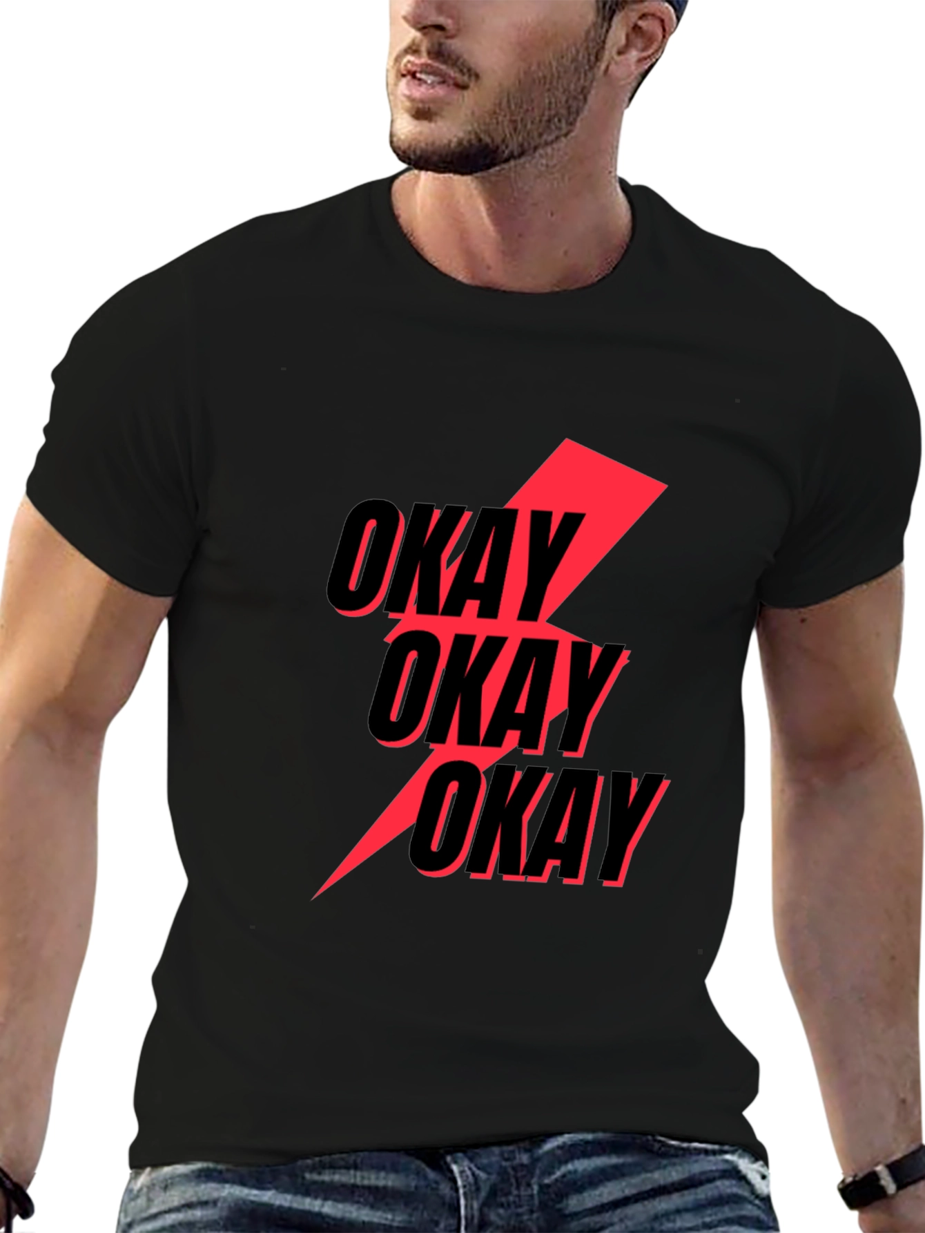 Okay Lightning Bolt Graphic Tee - Black